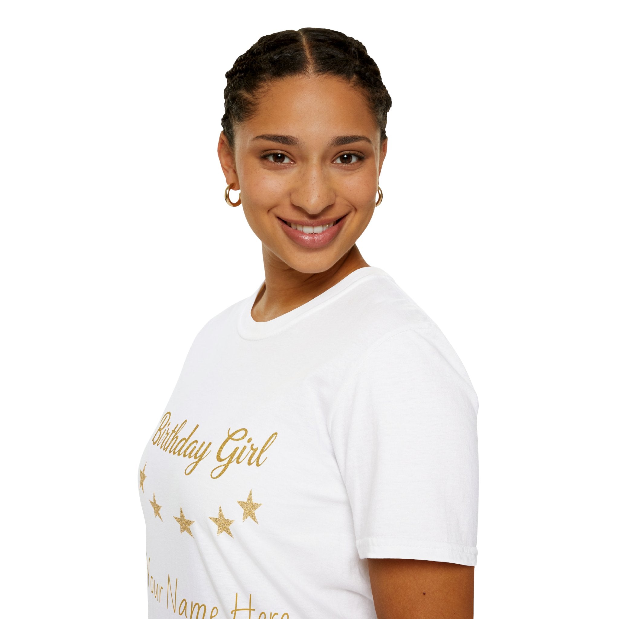 Birthday Girl T‑Shirt — Personalized 'Your Name Here' Gold Stars Tee