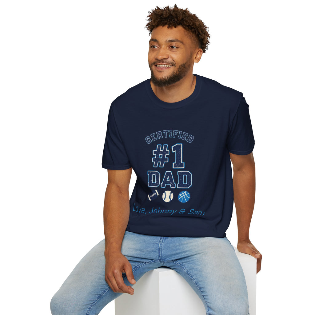 Certified #1 Dad Sports T-Shirt — Personalized "Love, [Names]" Father's Day Tee