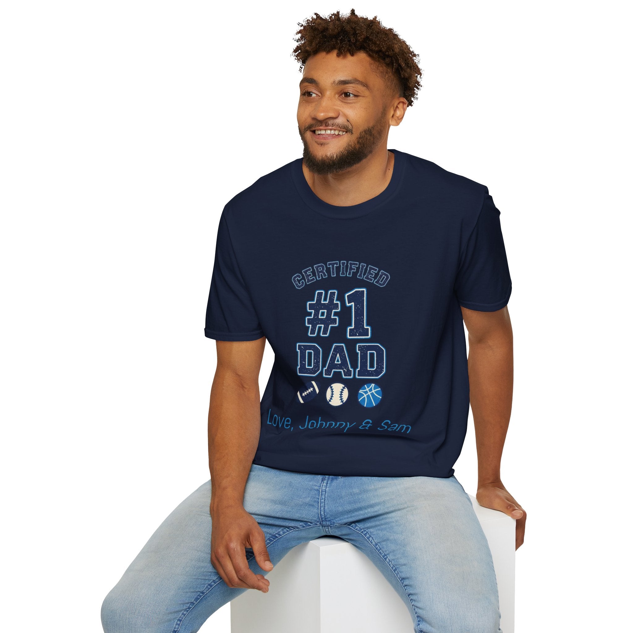 Certified #1 Dad Sports T-Shirt — Personalized "Love, [Names]" Father's Day Tee