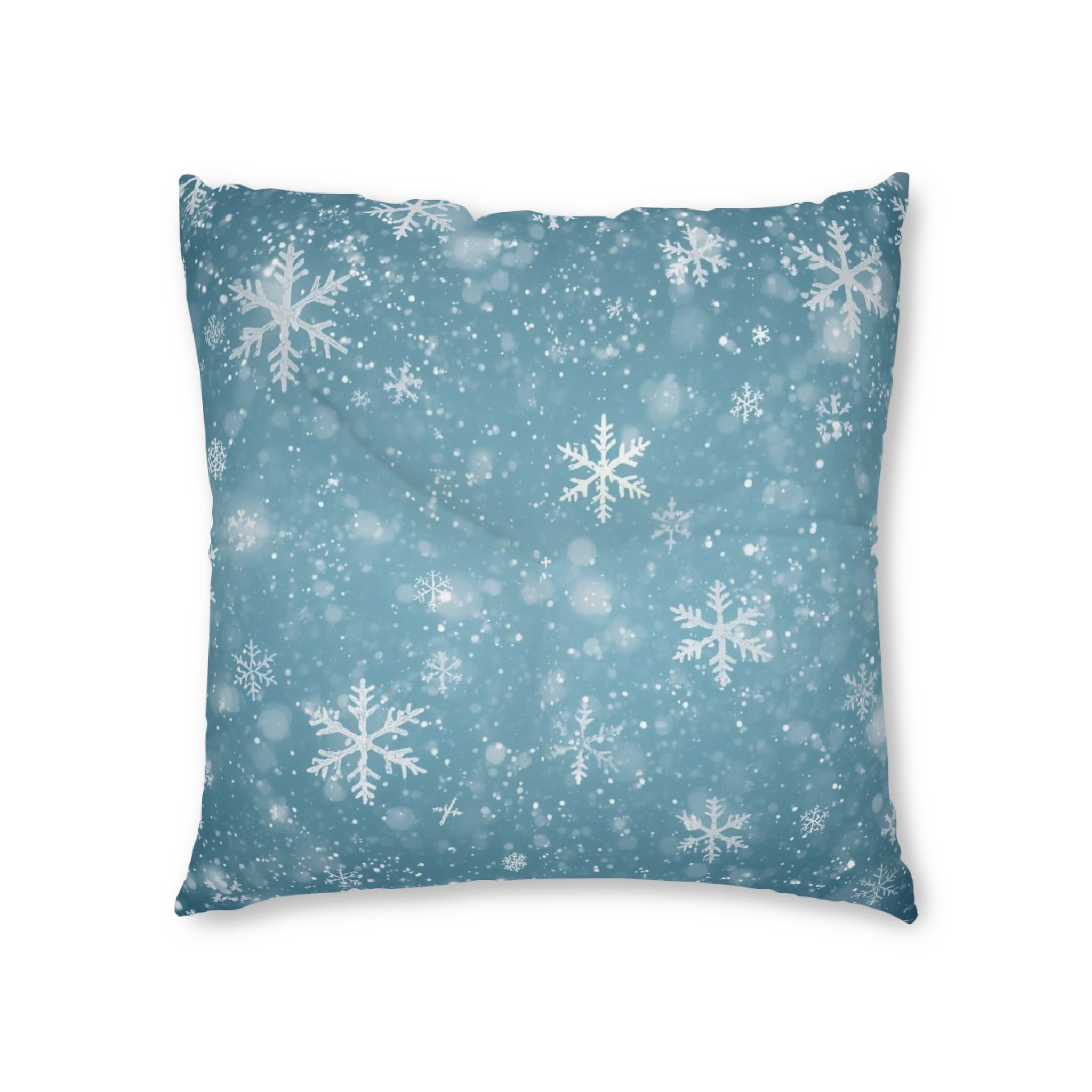 Snowflake Winter Tufted Floor Pillow — Cozy Holiday Accent Cushion