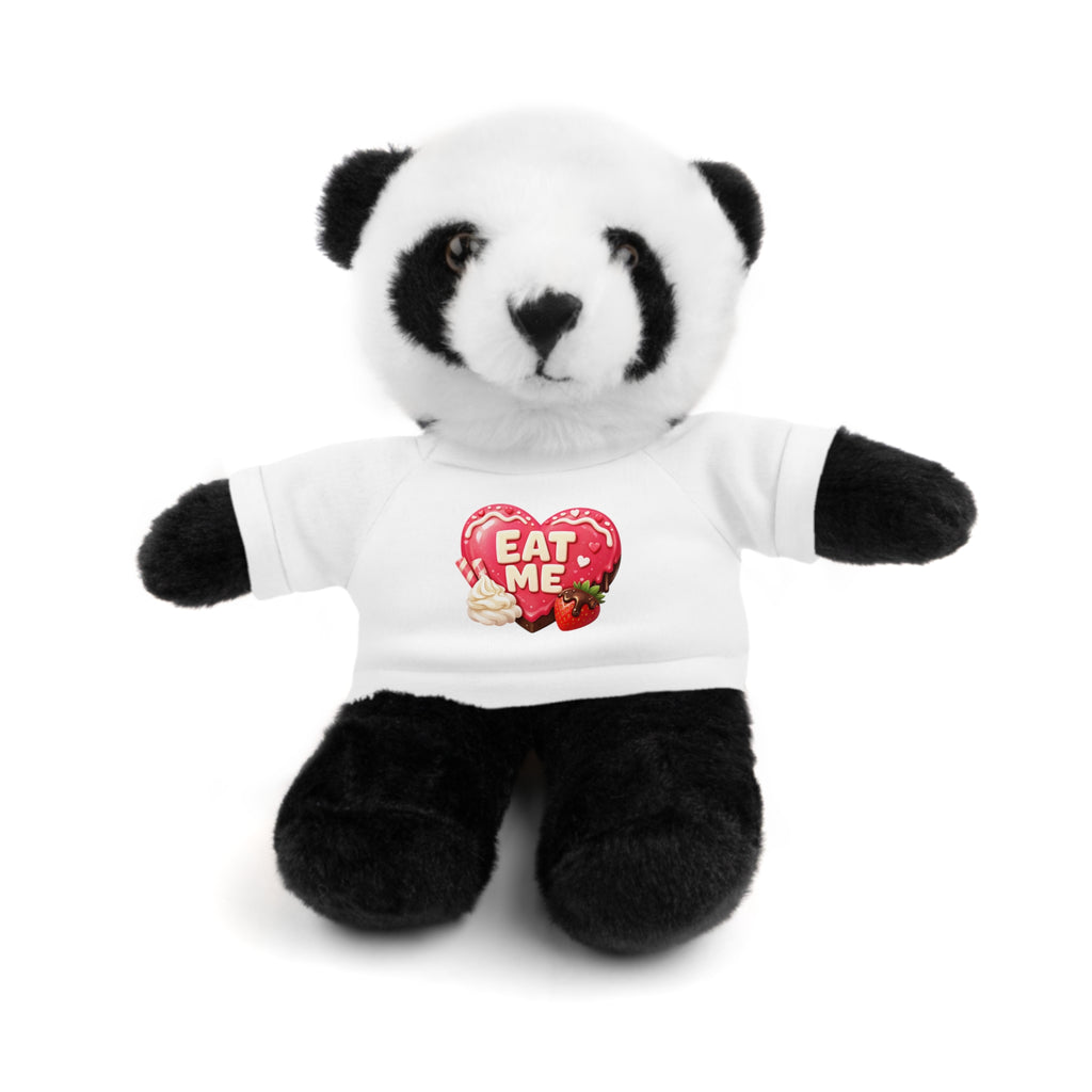 "EAT ME" Heart Tee Plush — Cute Brown Teddy, Sheep, Panda or Jaguar Stuffed Animal Gift