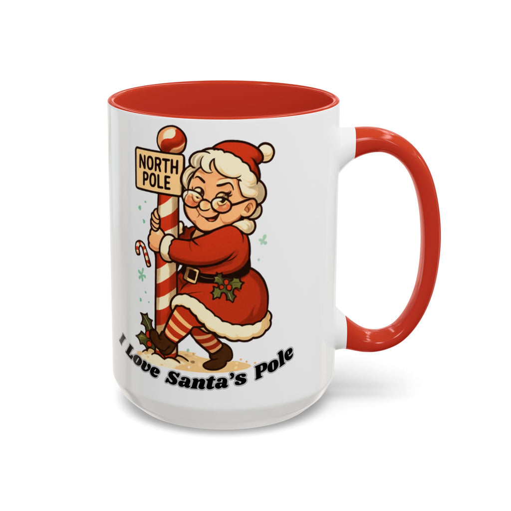 Festive Mrs. Claus Holiday Gift (11/15 oz) - 'I Love Santa's Pole' Coffee Mug