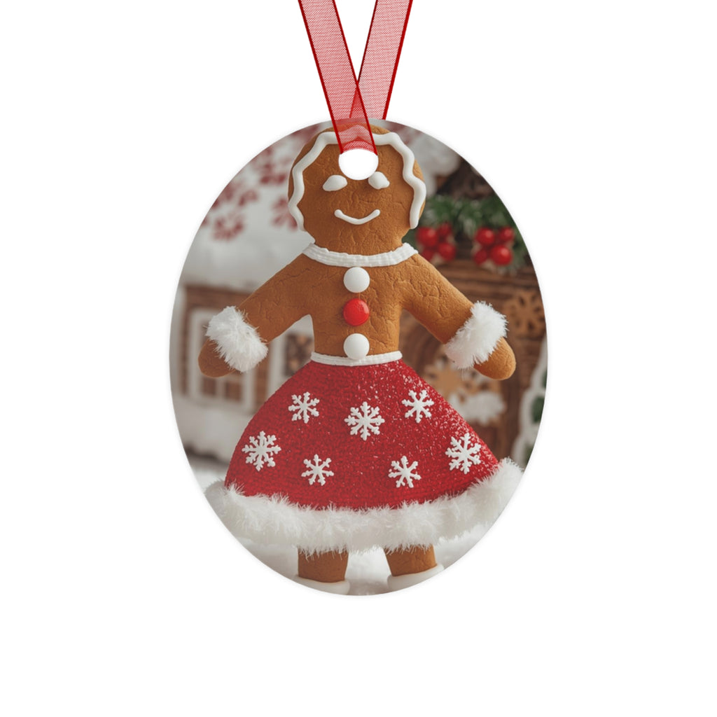 Gingerbread Girl Metal Ornament - Festive Christmas Tree Decoration