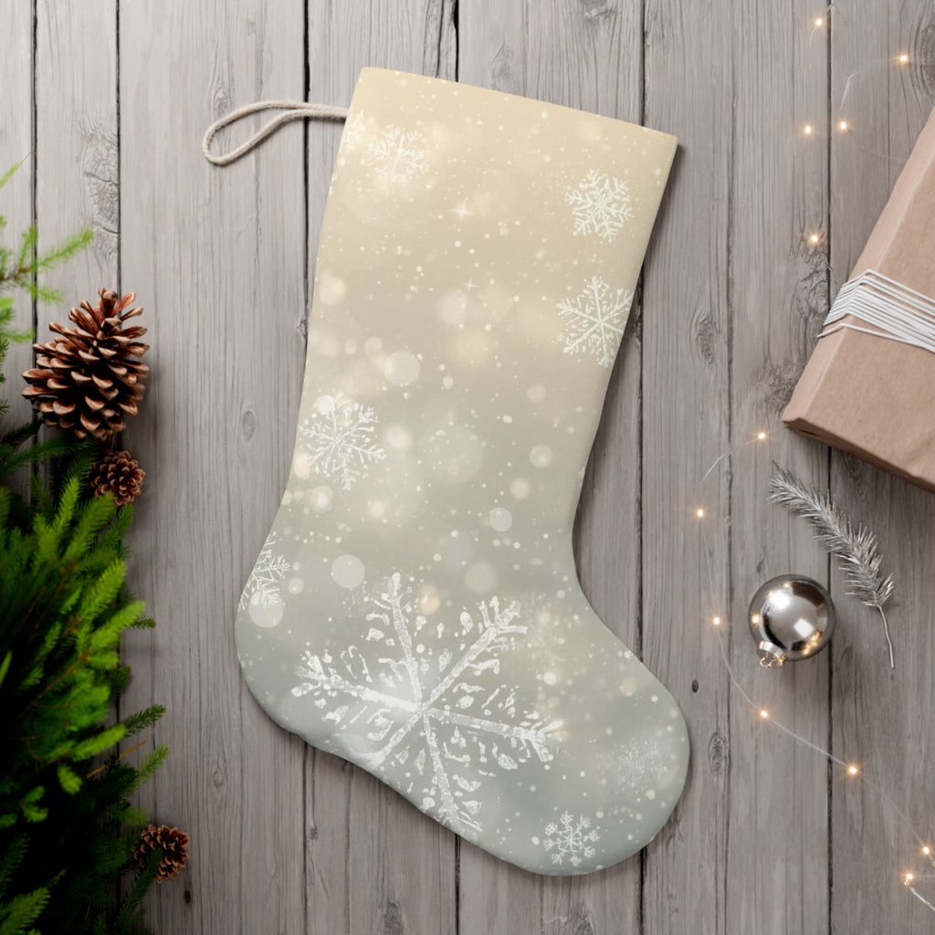 Snowflake Christmas Stocking — Elegant Beige Holiday Stocking