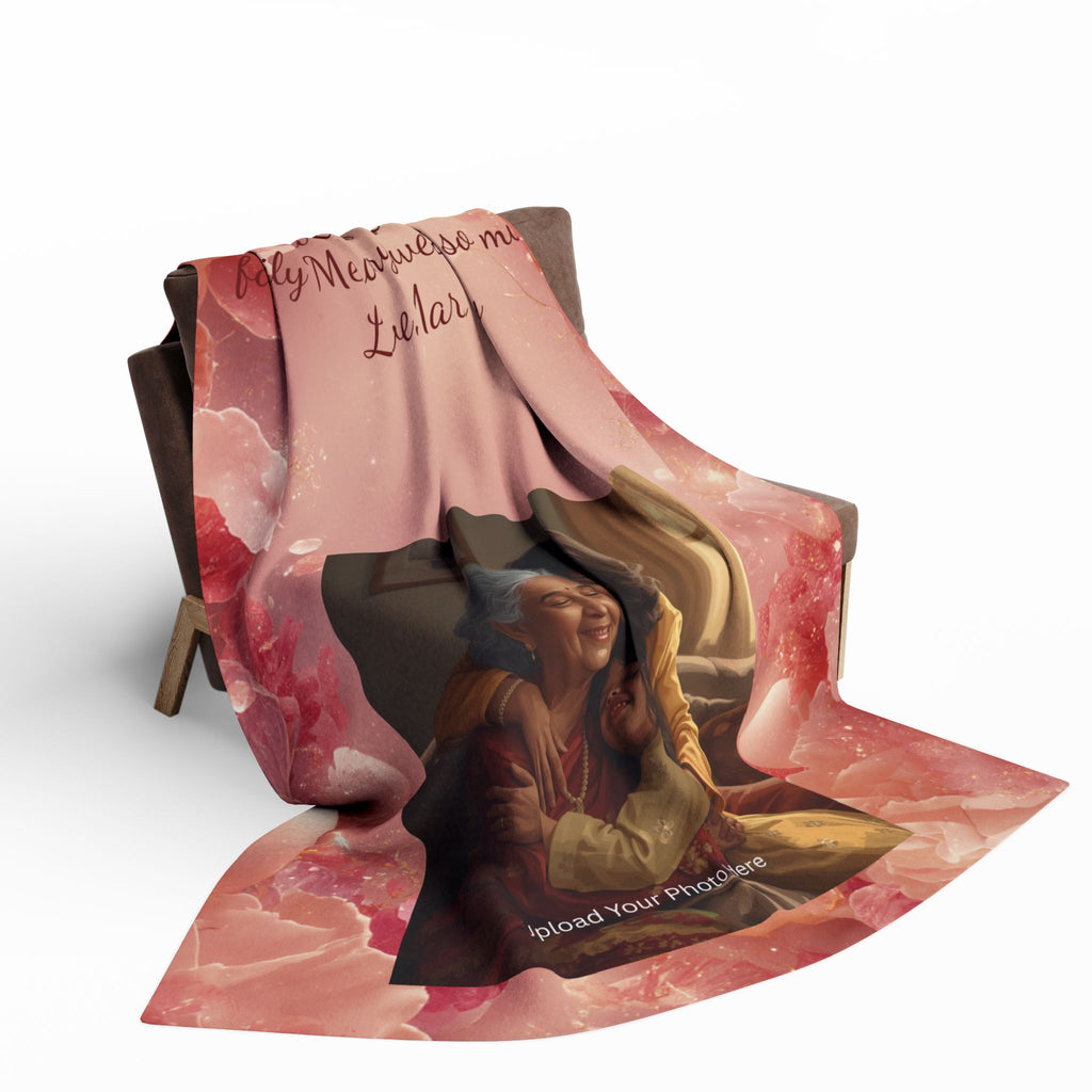 Personalized Photo Fleece Blanket — "Your Special Message Here" Floral Memorial Gift