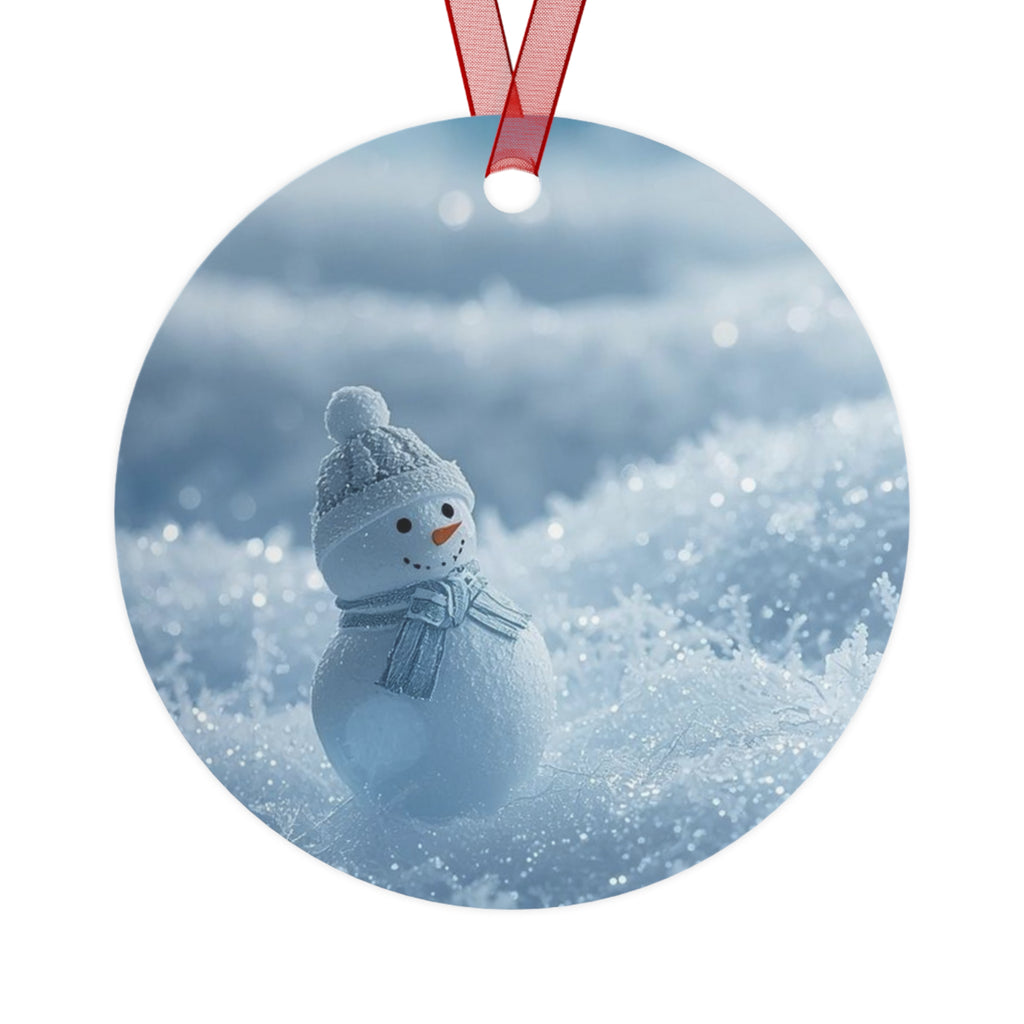 Snowman Metal Ornament — Winter Holiday Christmas Tree Decoration