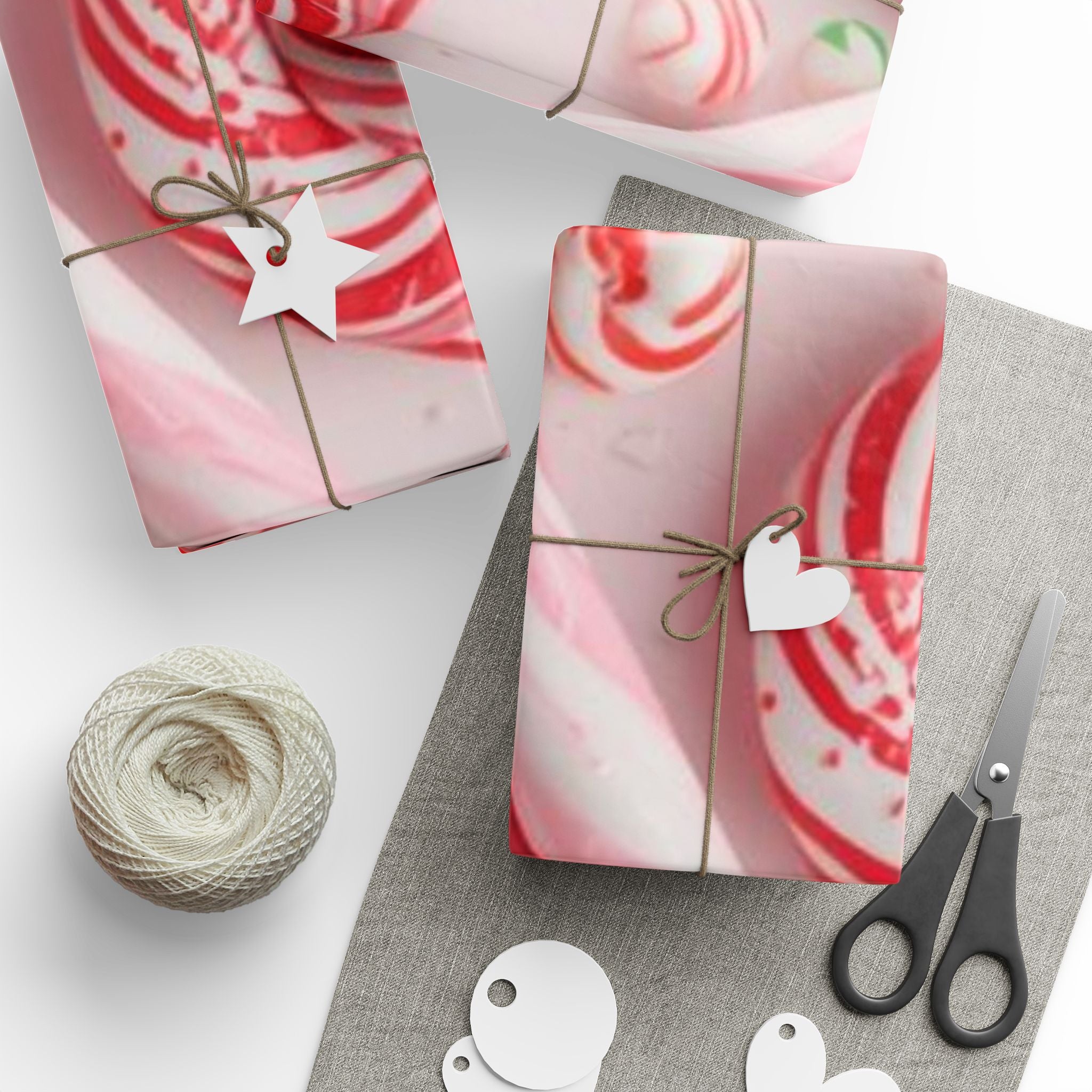 Candy Cane Swirl Wrapping Paper Roll — Festive Red & White Holiday Gift Wrap