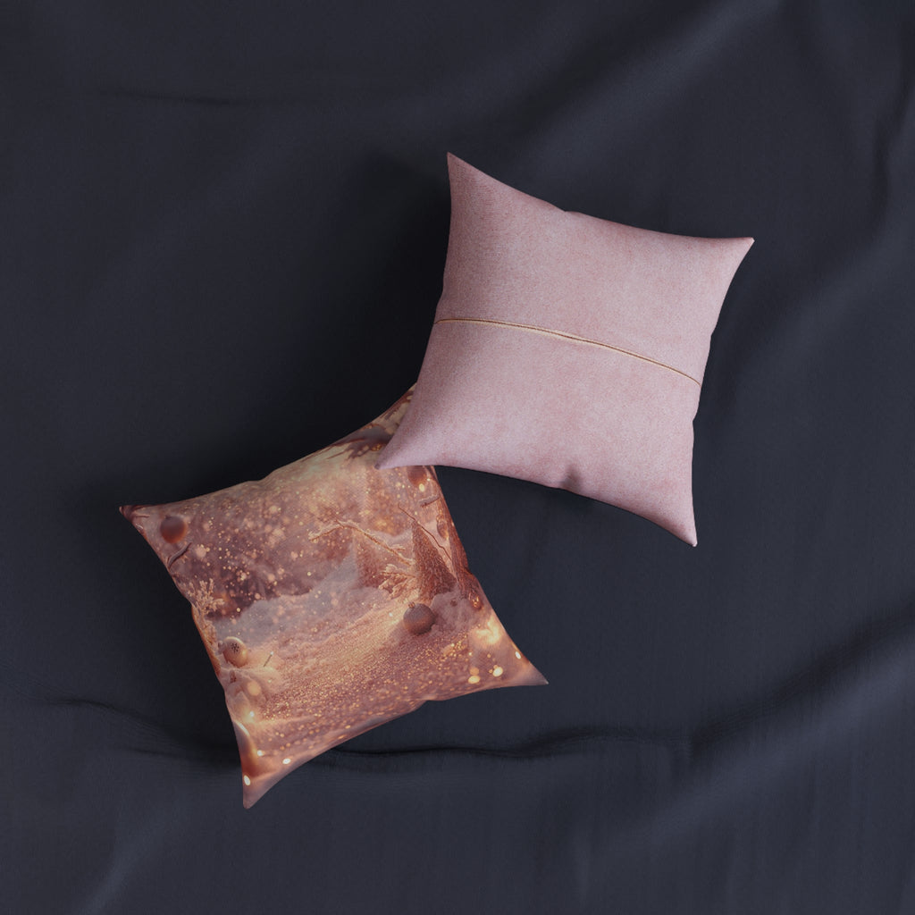 Pink Winter Wonderland Square Pillow — Decorative Throw Cushion