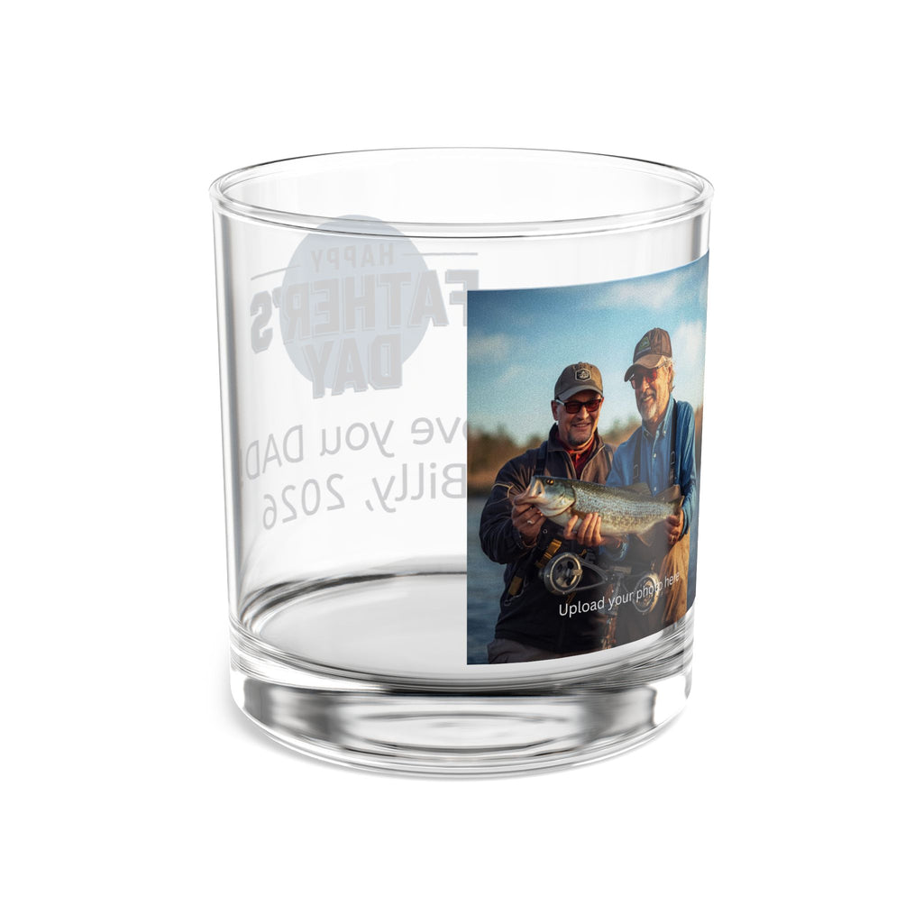 Father's Day Photo Rocks Glass — Personalized 10oz Whiskey Glass (Love You Dad, Custom Name & Year)