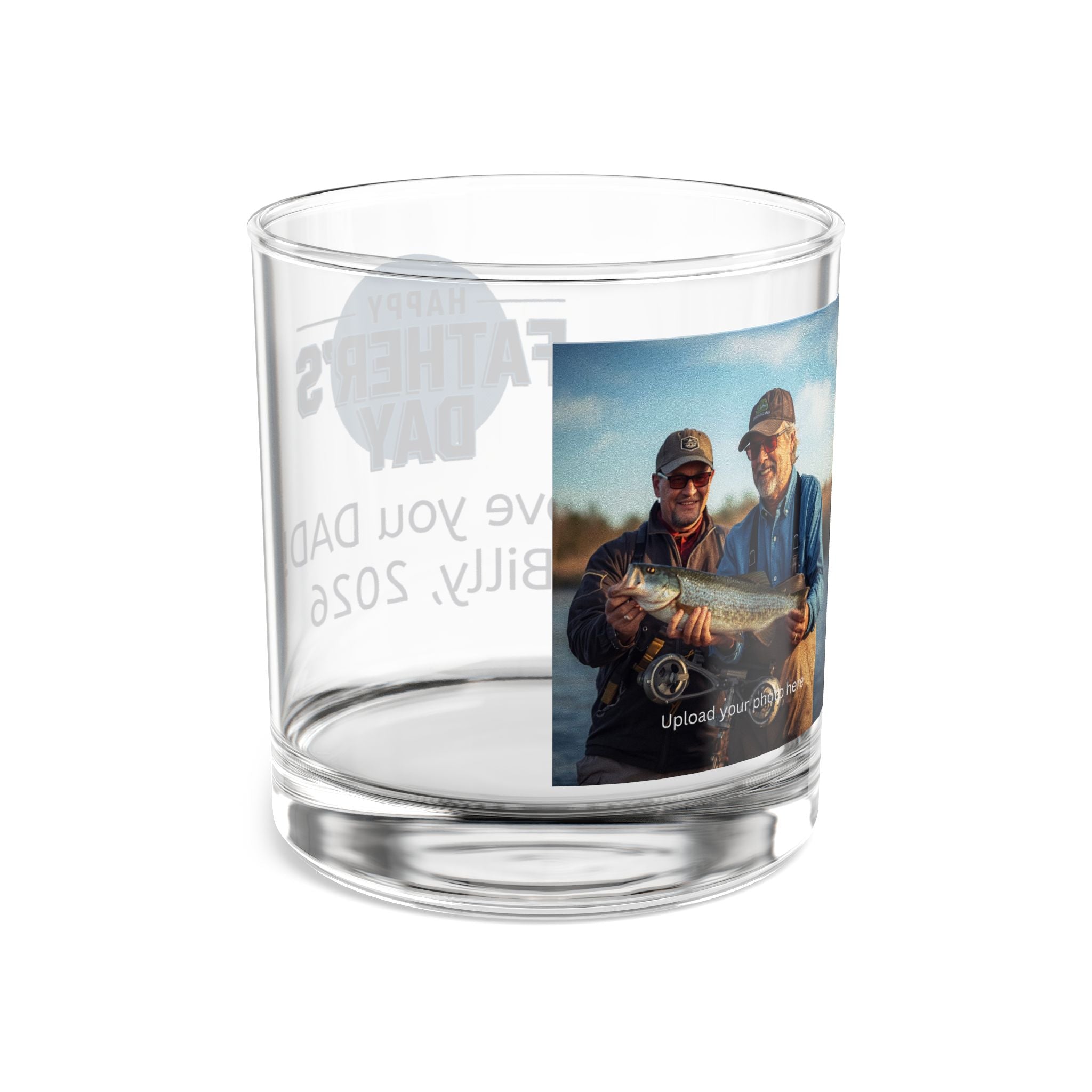 Father's Day Photo Rocks Glass — Personalized 10oz Whiskey Glass (Love You Dad, Custom Name & Year)