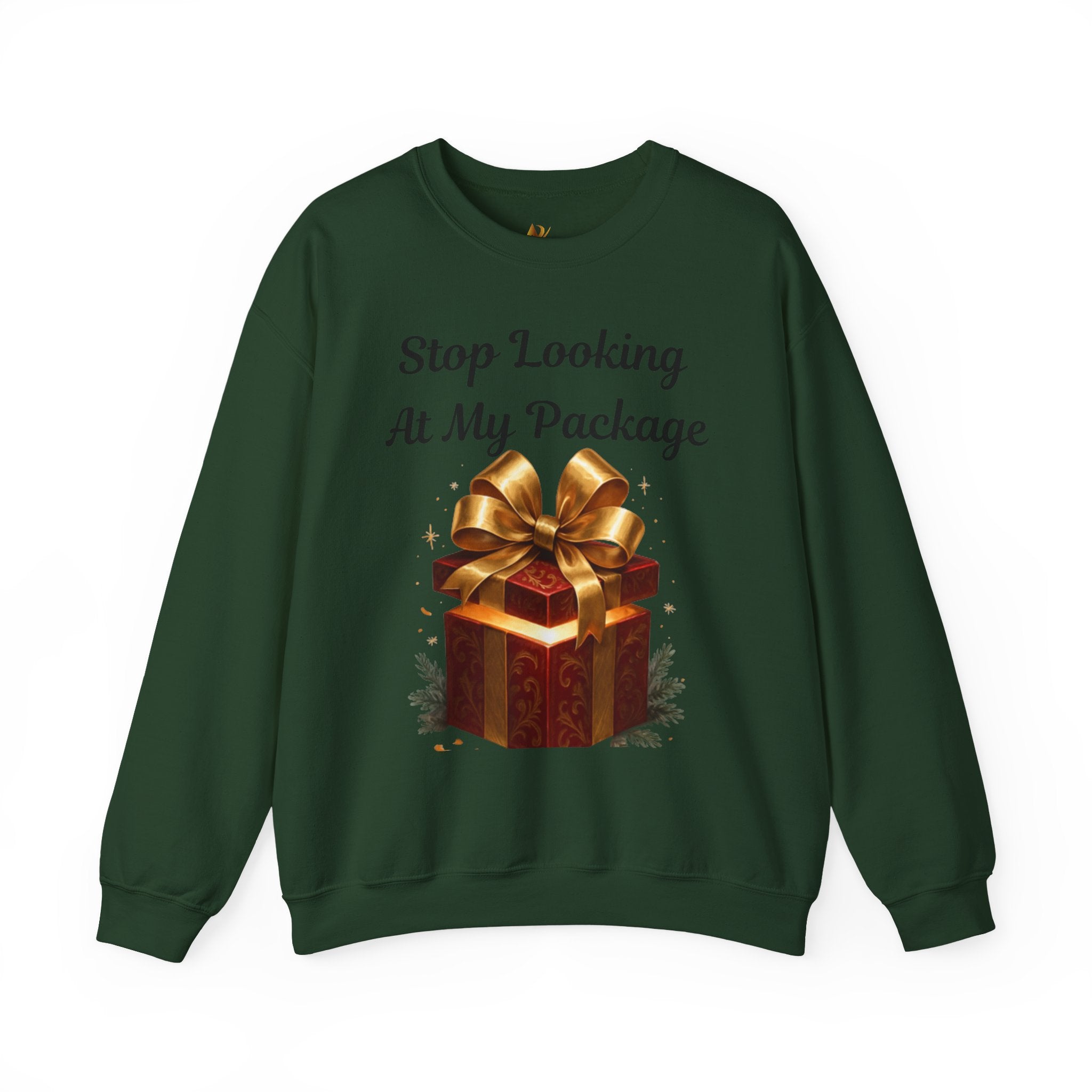 Adult Themed Big Gift Sweatshirt — 'Stop Looking At My Package' Christmas Attire
