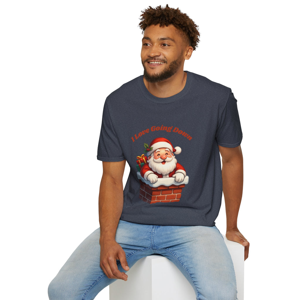 Adult Themed Santa Chimney T-Shirt - 'I Love Going Down' Christmas Attire