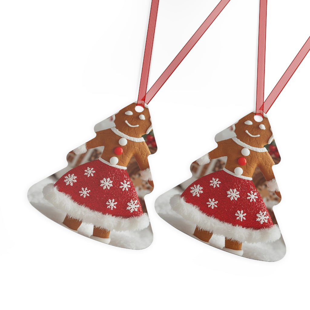 Gingerbread Girl Metal Ornament - Festive Christmas Tree Decoration