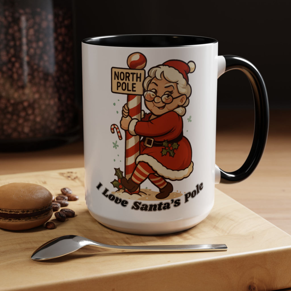 Festive Mrs. Claus Holiday Gift (11/15 oz) - 'I Love Santa's Pole' Coffee Mug