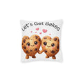 Let's Get Baked Cookie Heart Throw Pillow — Pink Back