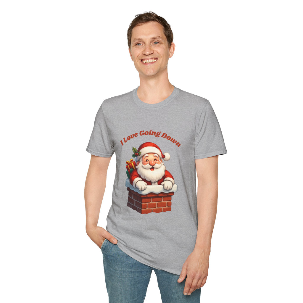 Adult Themed Santa Chimney T-Shirt - 'I Love Going Down' Christmas Attire