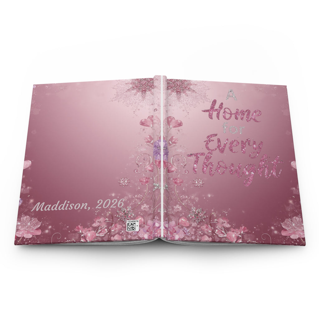 A Home for Every Thought Hardcover Journal — Personalized Pink Floral Notebook