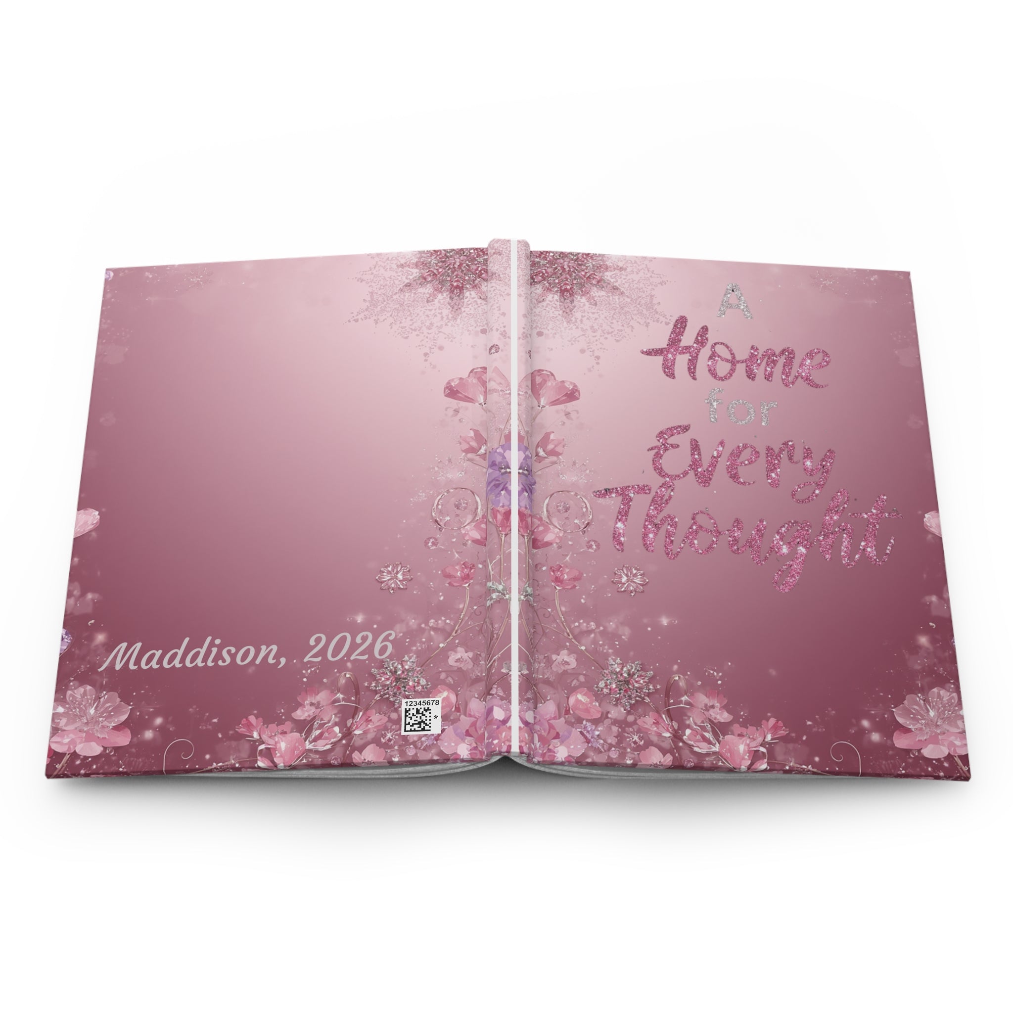 A Home for Every Thought Hardcover Journal — Personalized Pink Floral Notebook