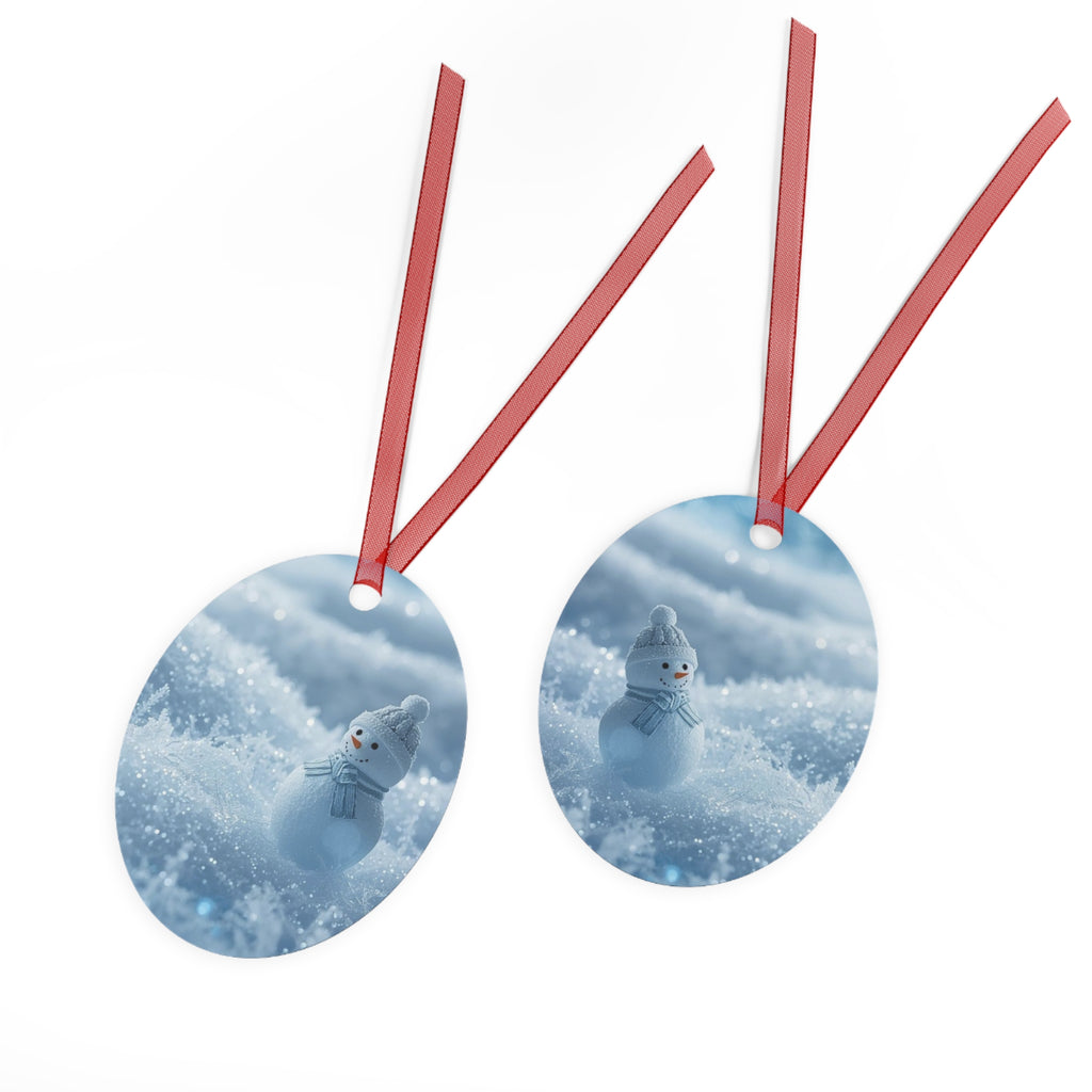 Snowman Metal Ornament — Winter Holiday Christmas Tree Decoration