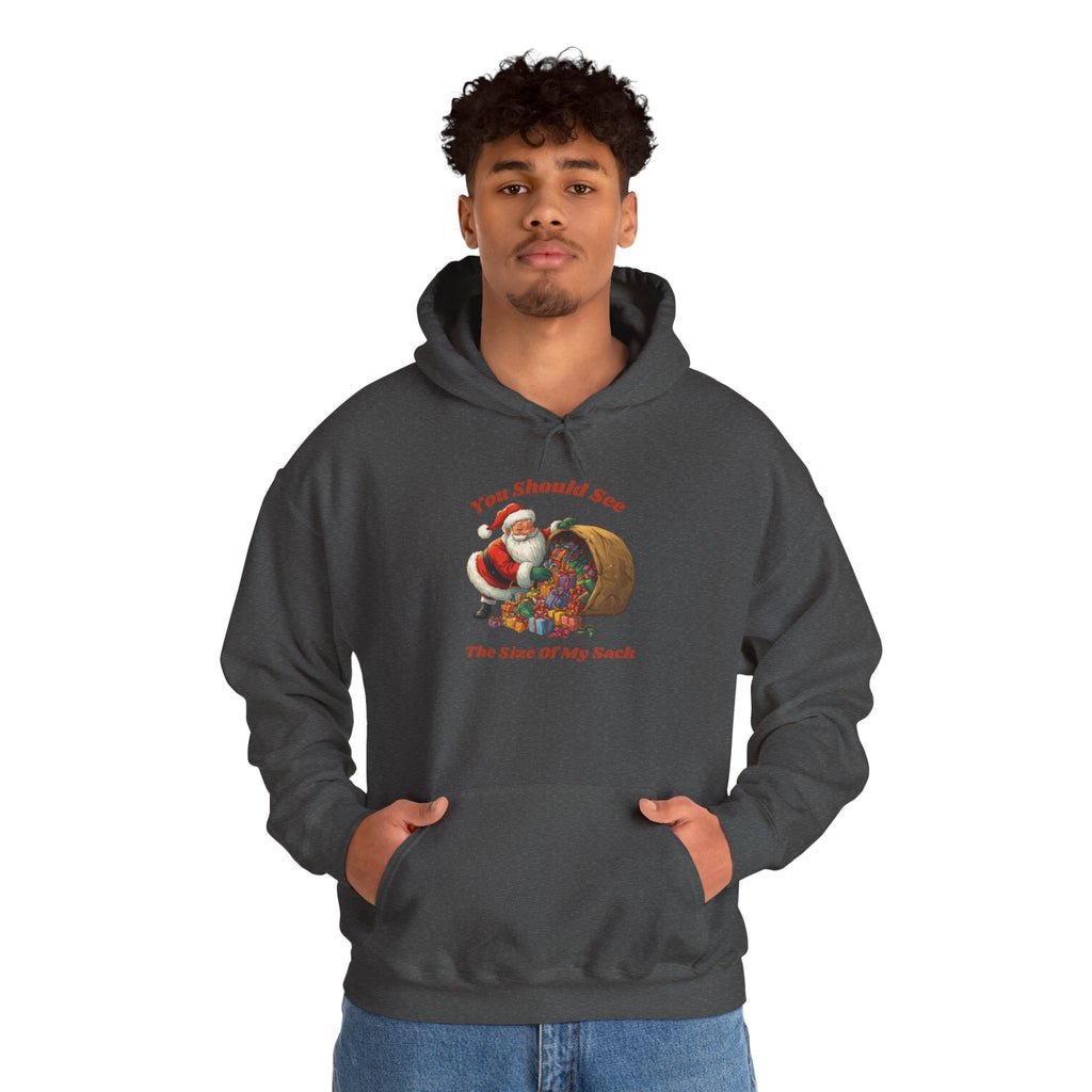 Adult Themed Santa Sack Hoodie — 'You Should See The Size Of My Sack' Christmas Attire