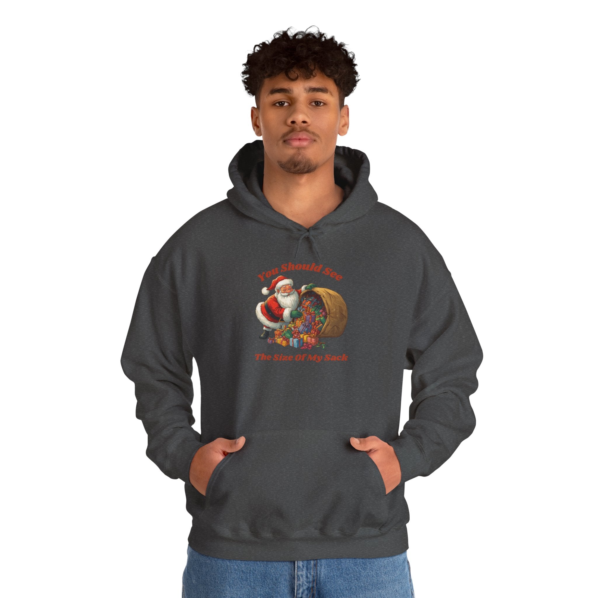 Adult Themed Santa Sack Hoodie — 'You Should See The Size Of My Sack' Christmas Attire