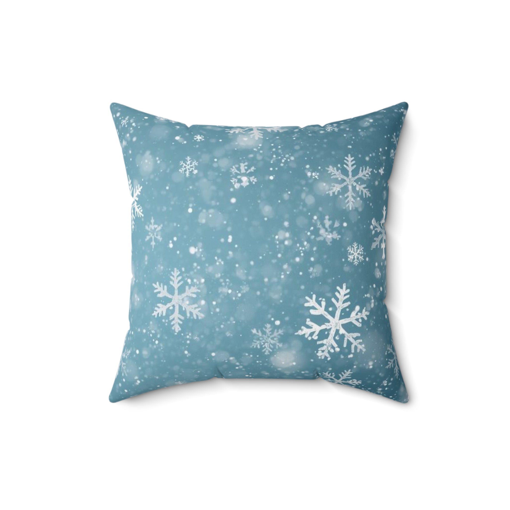 Winter Snowflake Decorative Pillow — Blue Holiday Throw Pillow