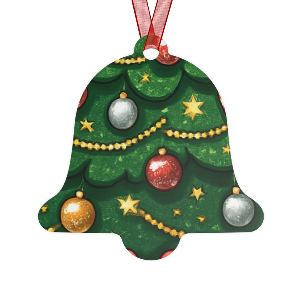 Bell Metal Ornament – Festive Christmas Tree Design with Baubles & Candy Canes