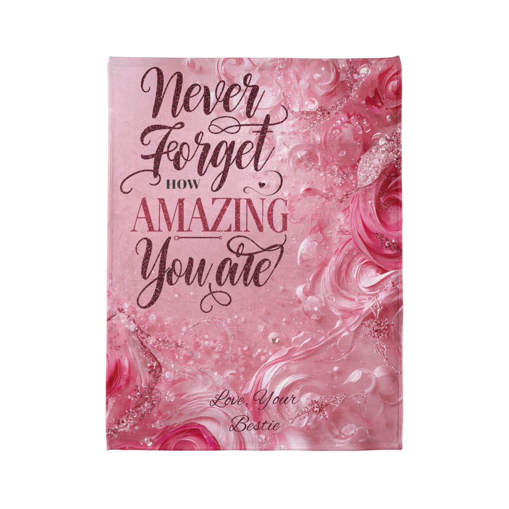 Inspirational Pink Sherpa Blanket - "Never Forget How Amazing You Are"
