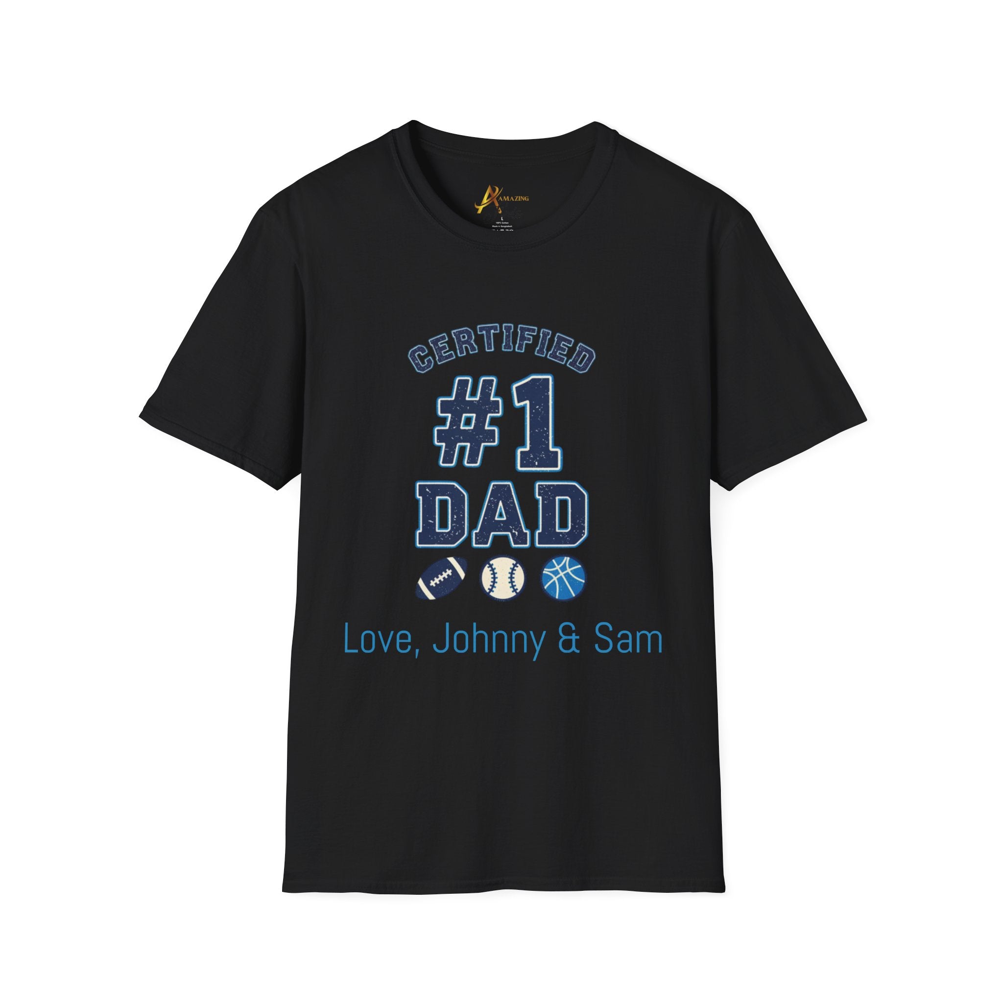 Certified #1 Dad Sports T-Shirt — Personalized "Love, [Names]" Father's Day Tee
