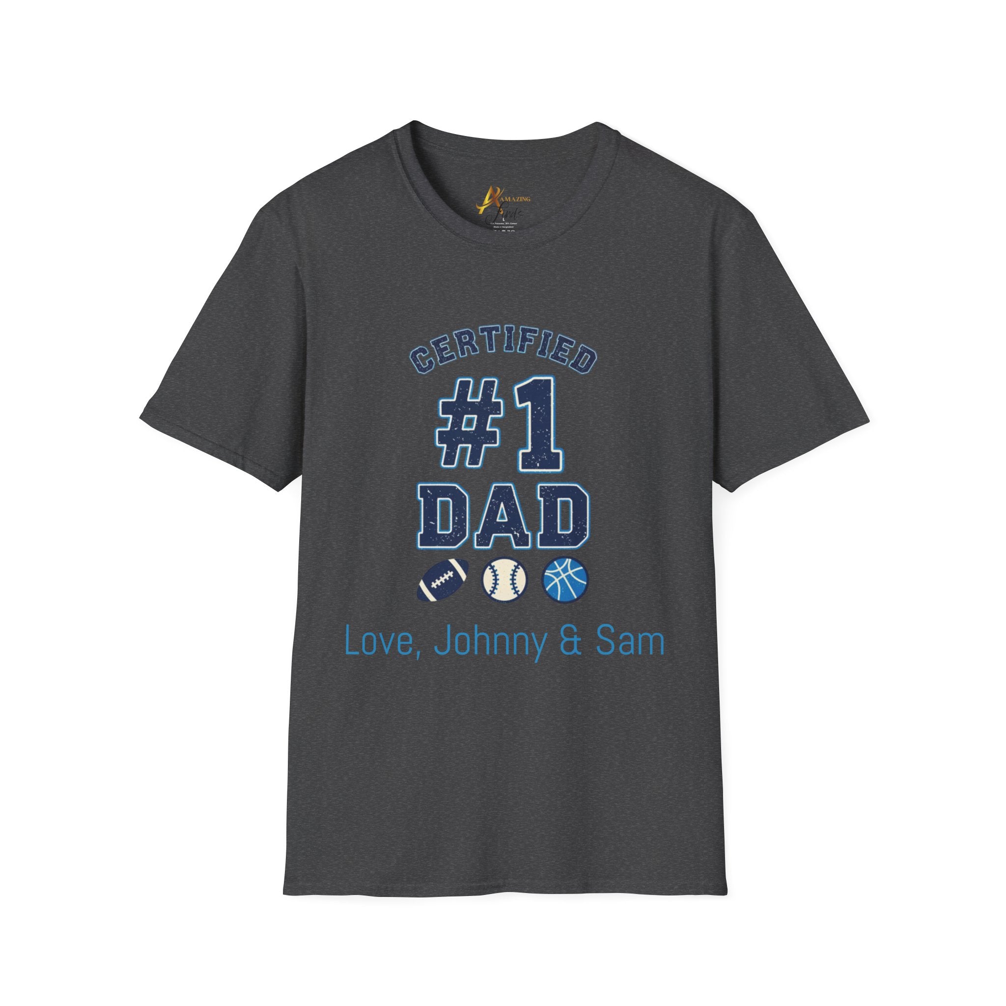 Certified #1 Dad Sports T-Shirt — Personalized "Love, [Names]" Father's Day Tee