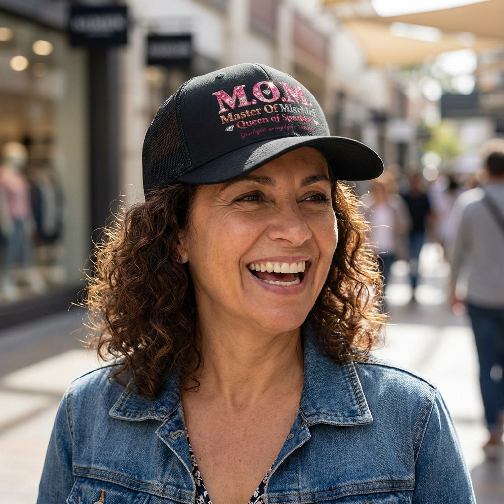 Trucker Hat — "M.O.M. Master of Mischief, Queen of Sparkles" Mom Cap