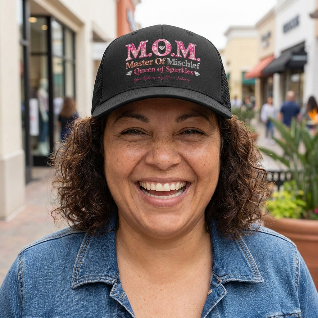 Trucker Hat — "M.O.M. Master of Mischief, Queen of Sparkles" Mom Cap