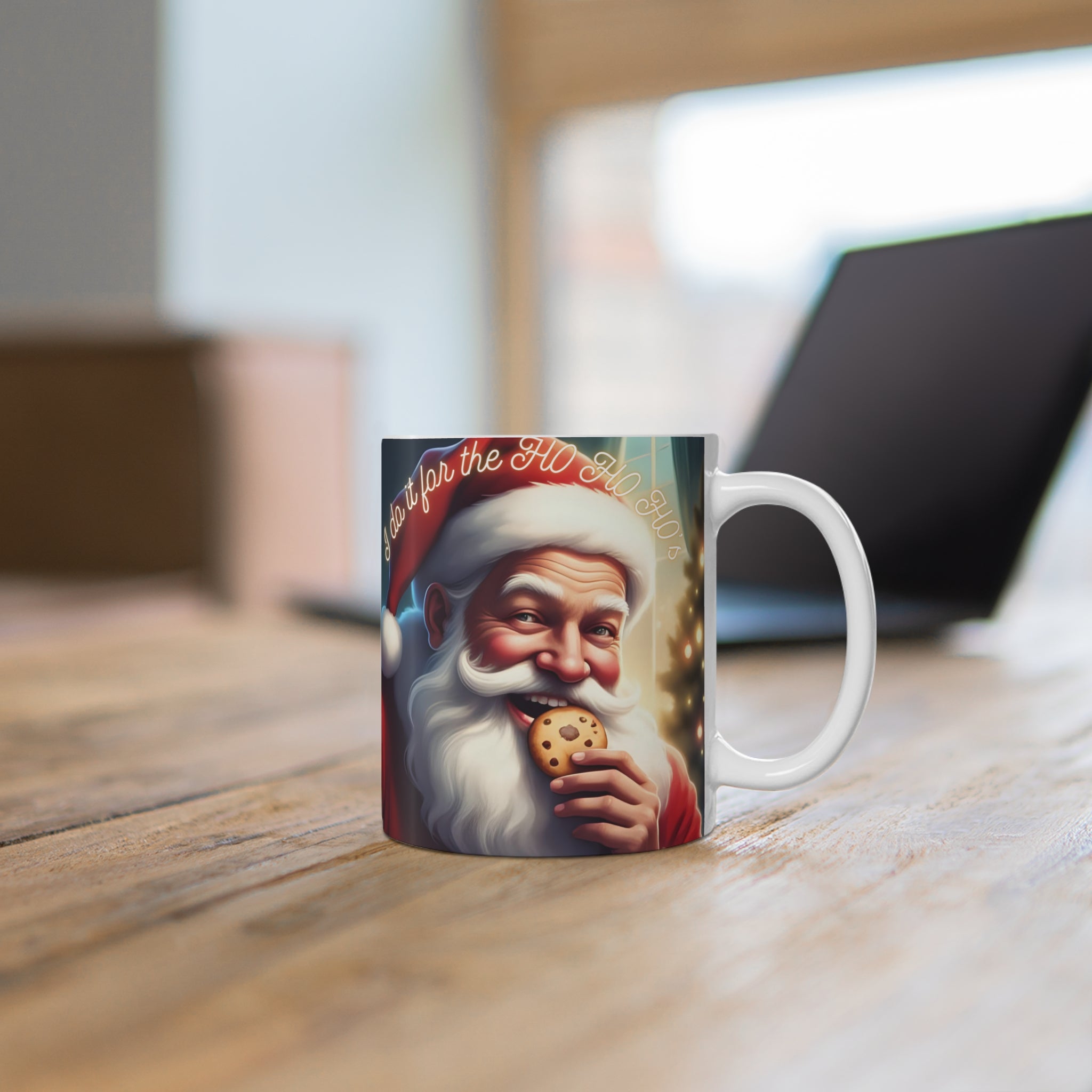 Christmas Santa Cookie Mug — "I Do It For the Ho Ho Ho's" Holiday Coffee Cup