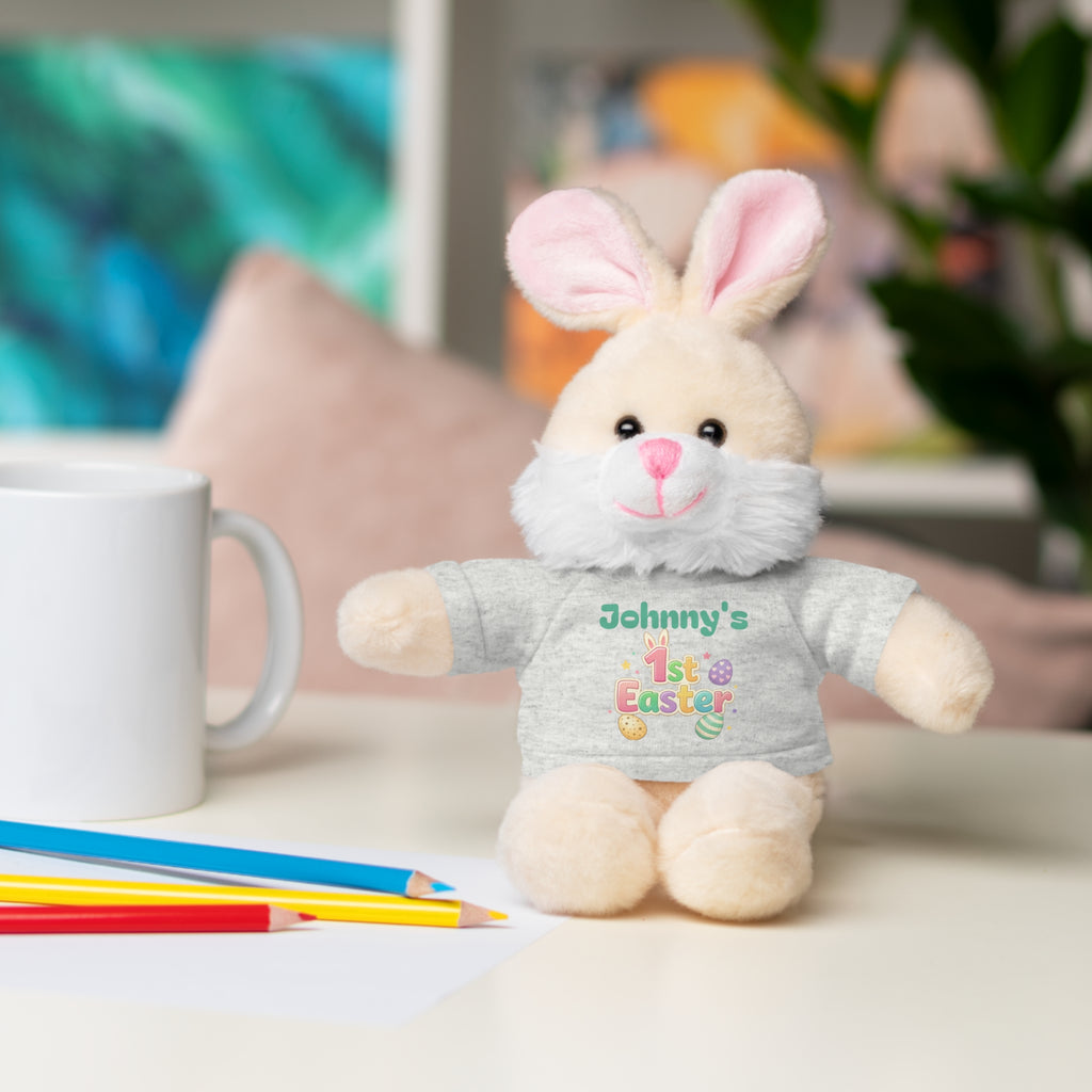 Personalized 1st Easter Plush Bunny with Tee — Custom Baby Easter Gift