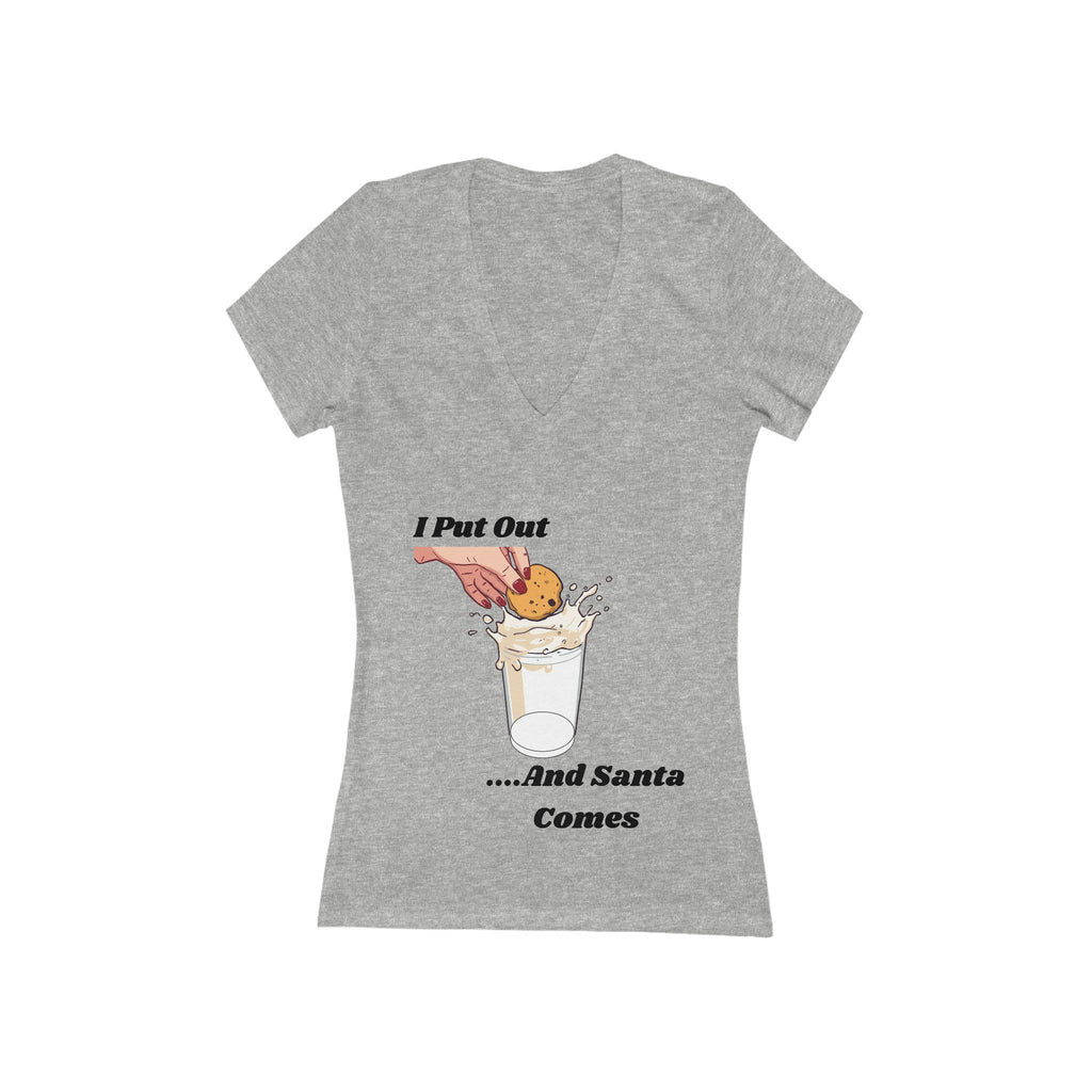 Adult Themed Milk & Cookies V-Neck Tee — 'I Put Out...And Santa Comes' Christmas Attire