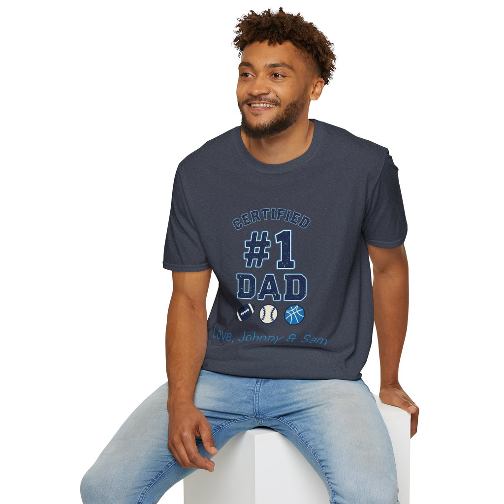Certified #1 Dad Sports T-Shirt — Personalized "Love, [Names]" Father's Day Tee