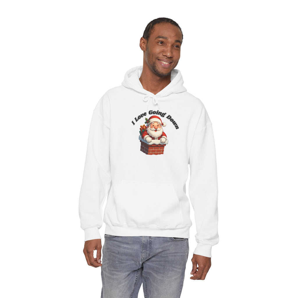 Adult Themed Santa Chimney Hoodie - 'I Love Going Down' Christmas Attire