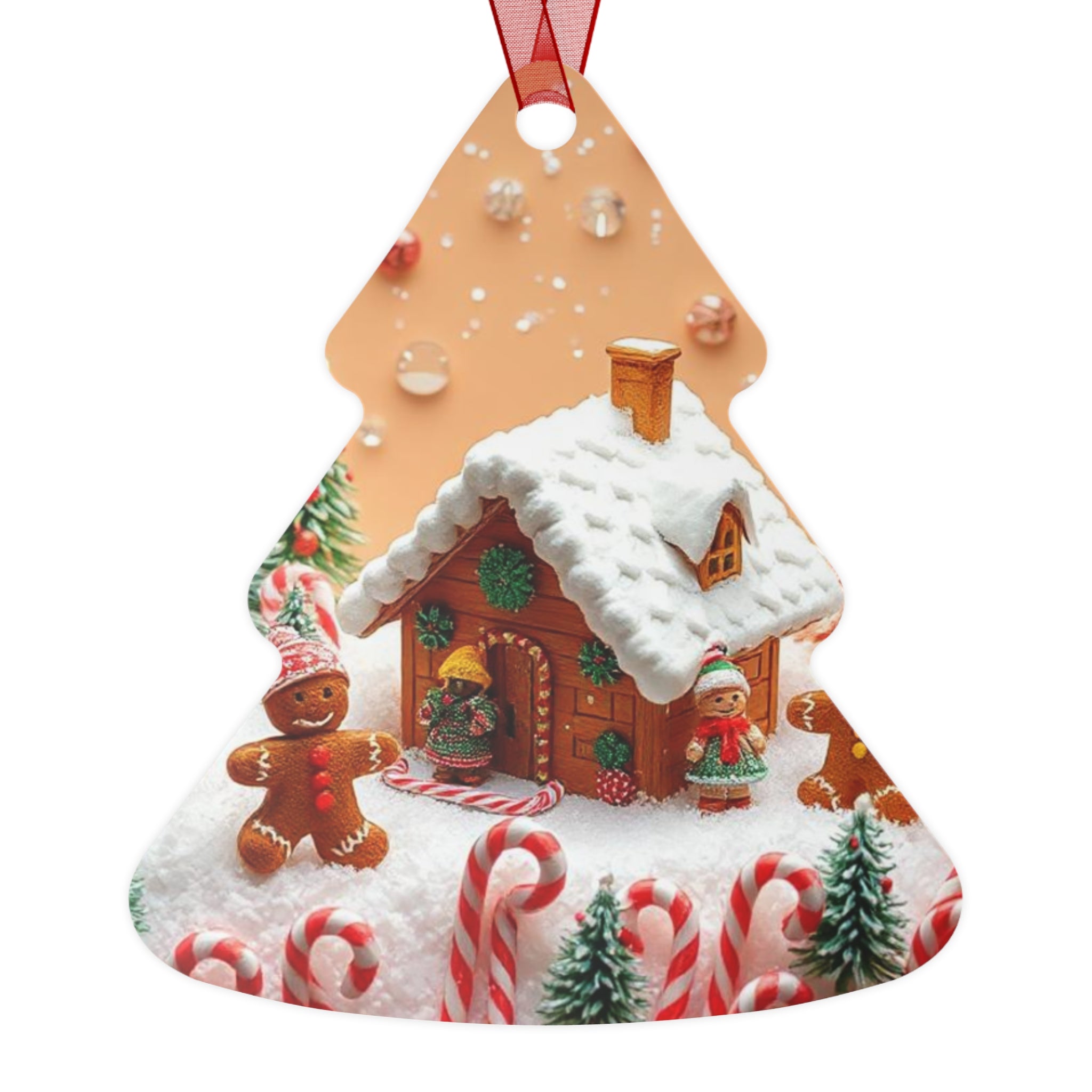 Gingerbread Cottage Metal Ornament — Christmas Bell Holiday Decoration