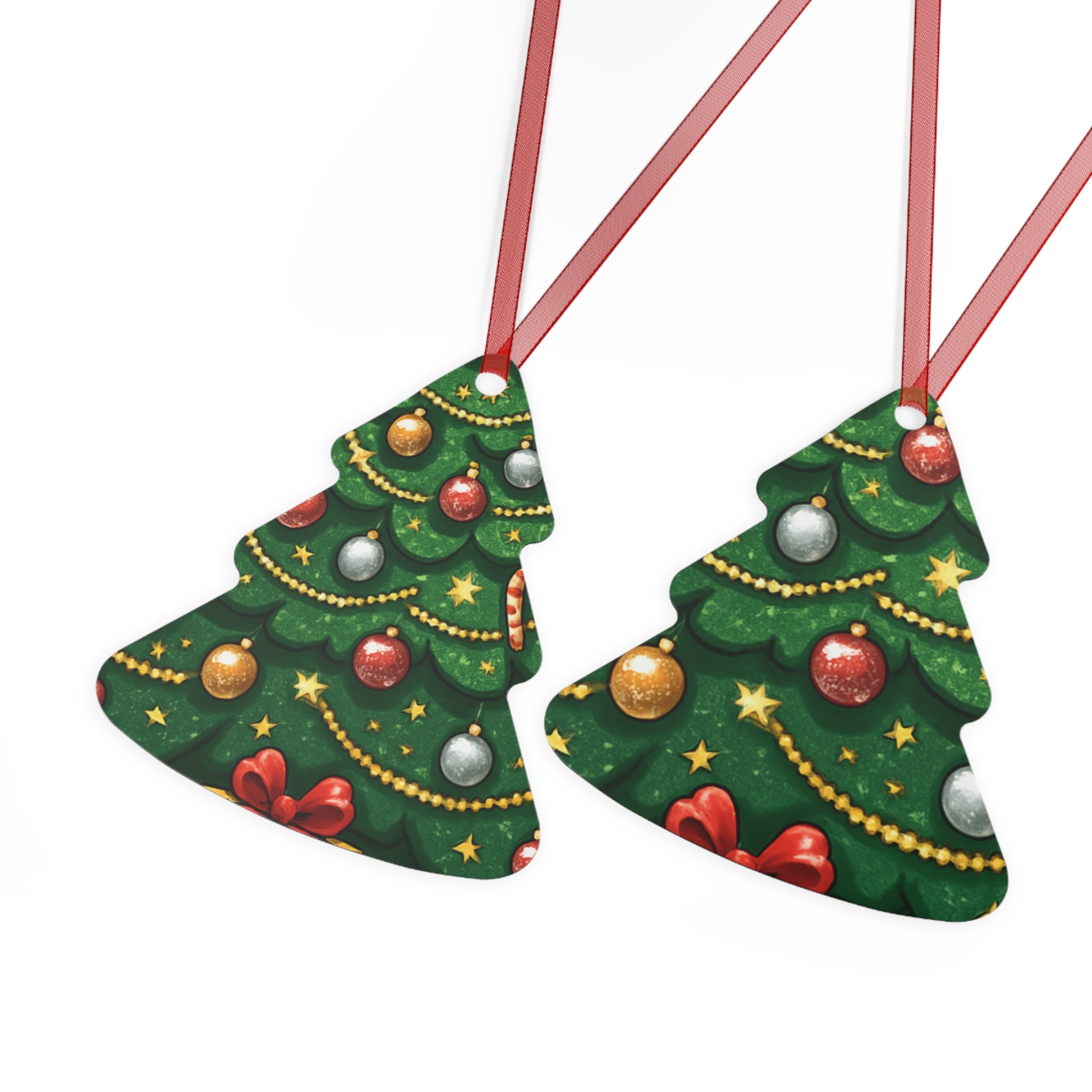Bell Metal Ornament – Festive Christmas Tree Design with Baubles & Candy Canes