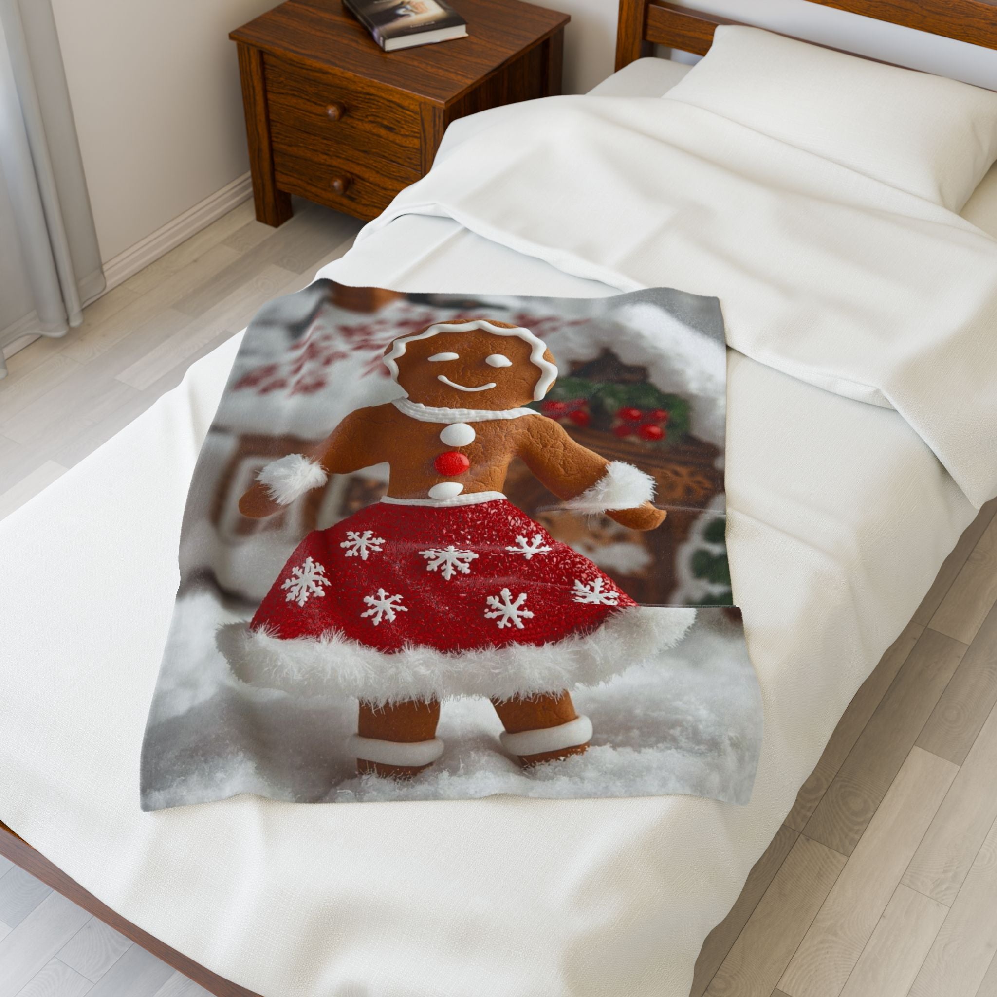 Christmas Gingerbread Girl Velveteen Plush Blanket