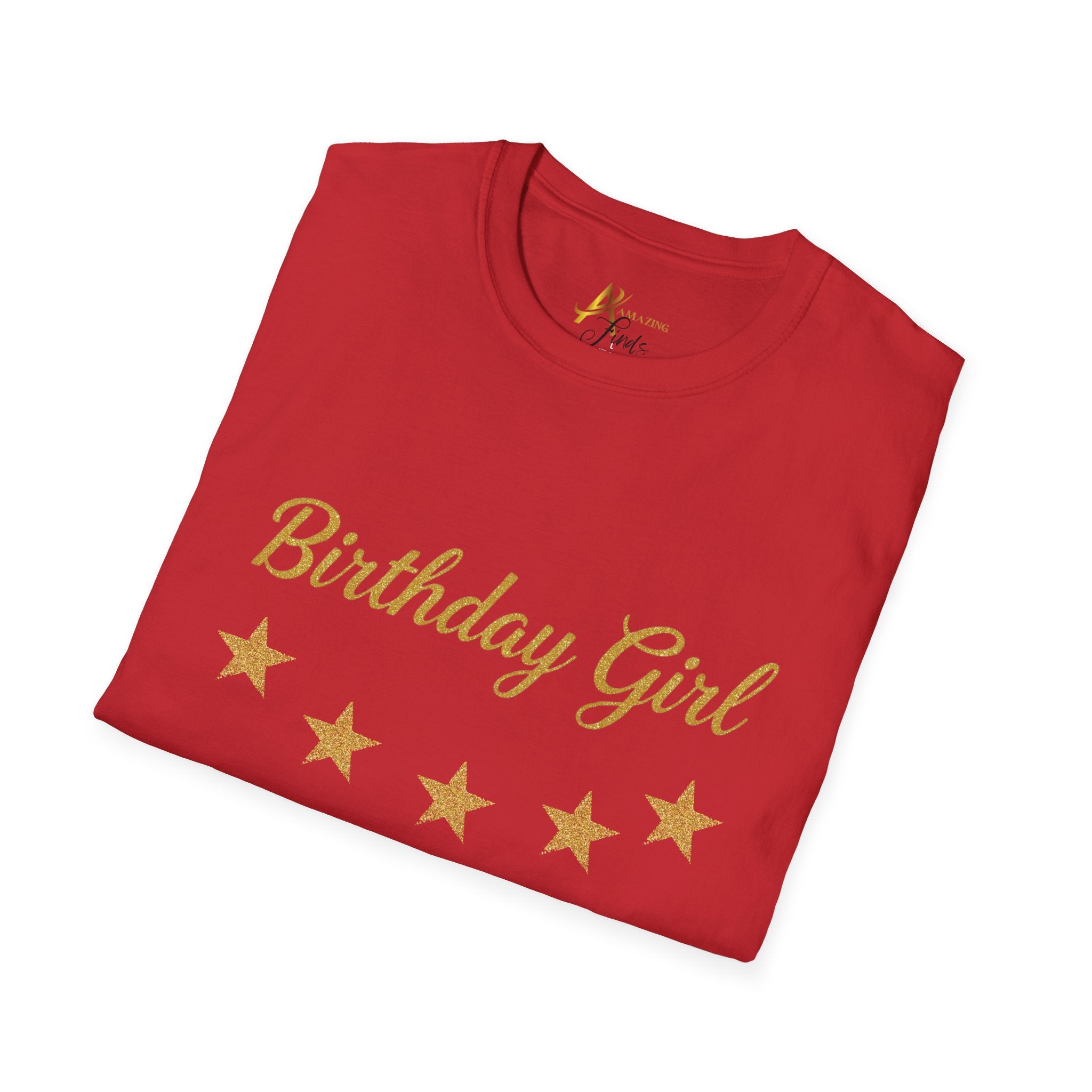 Birthday Girl T‑Shirt — Personalized 'Your Name Here' Gold Stars Tee