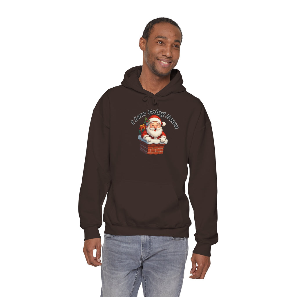 Adult Themed Santa Chimney Hoodie - 'I Love Going Down' Christmas Attire