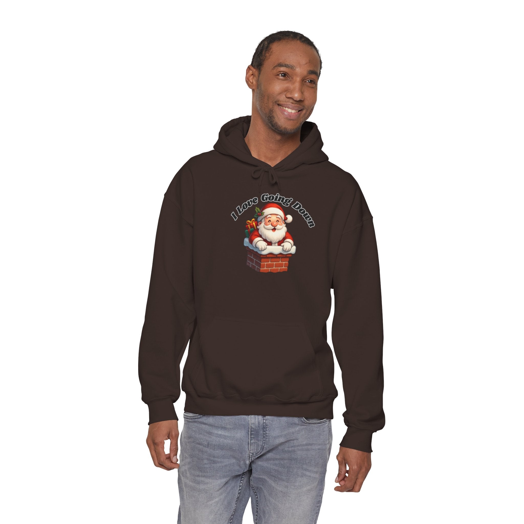 Adult Themed Santa Chimney Hoodie - 'I Love Going Down' Christmas Attire