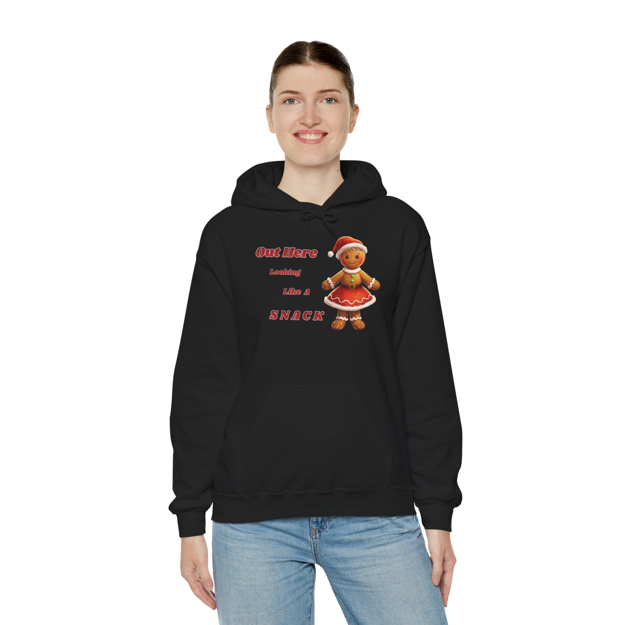 Adult Themed Gingerbread Woman Hoodie - 'Out Here Looking Like a Snack' Christmas Attire