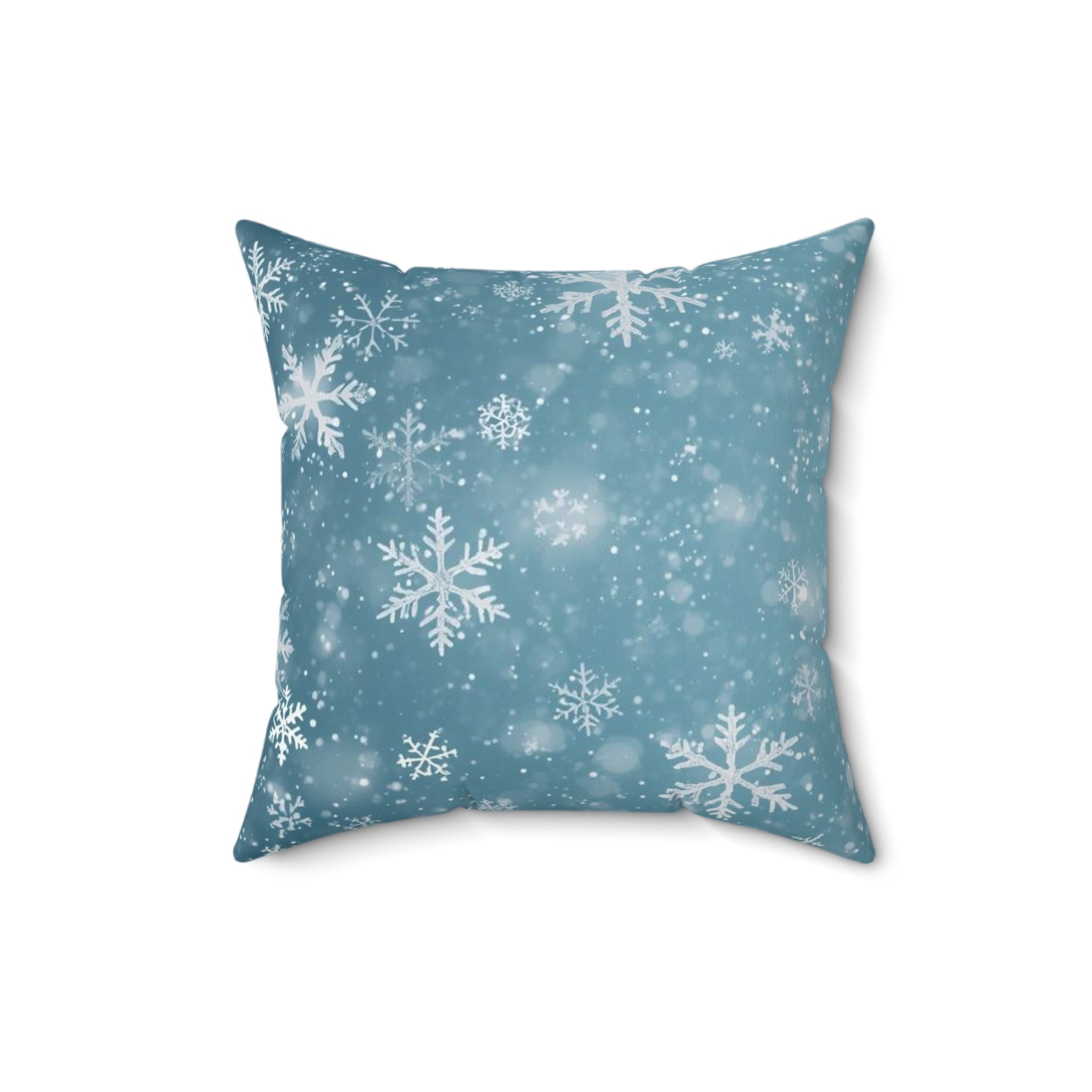 Winter Snowflake Decorative Pillow — Blue Holiday Throw Pillow