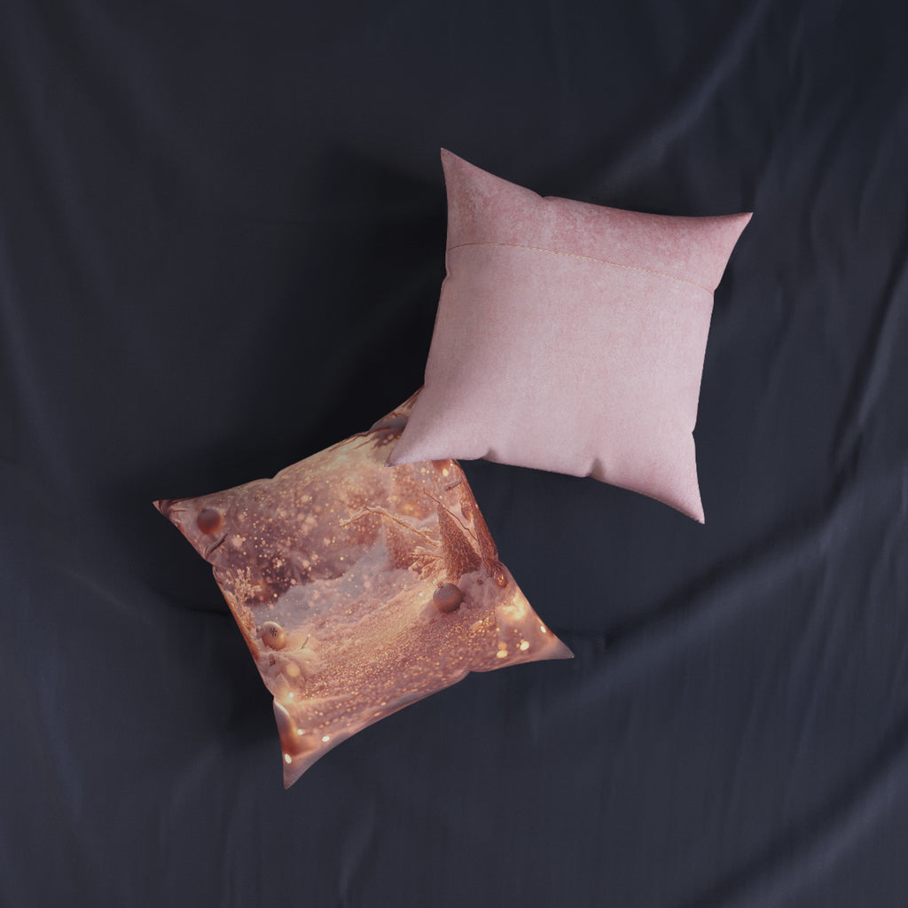 Pink Winter Wonderland Square Pillow — Decorative Throw Cushion