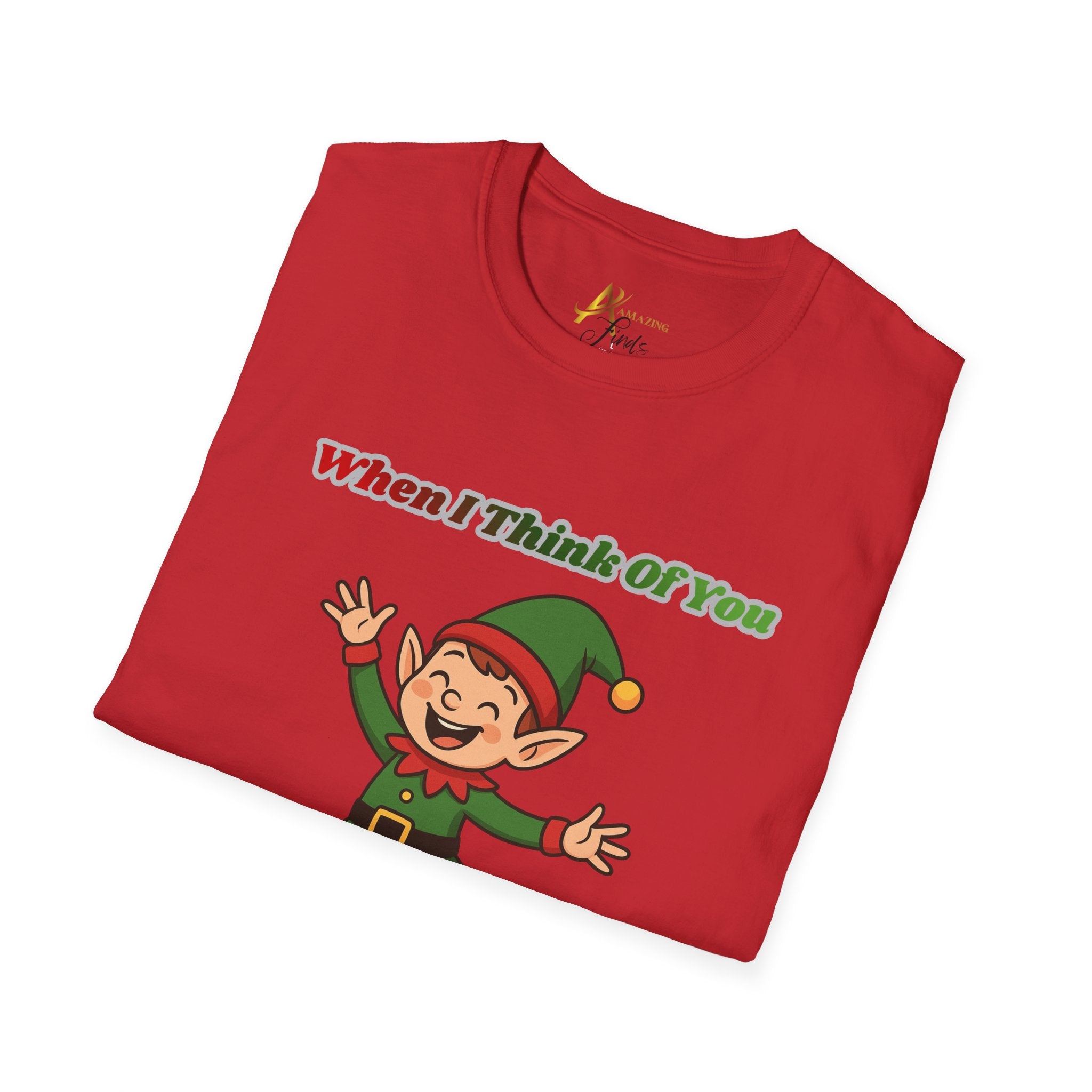 Adult Themed Elf T-Shirt – 'When I Think Of You I Touch My Elf' Christmas Attire