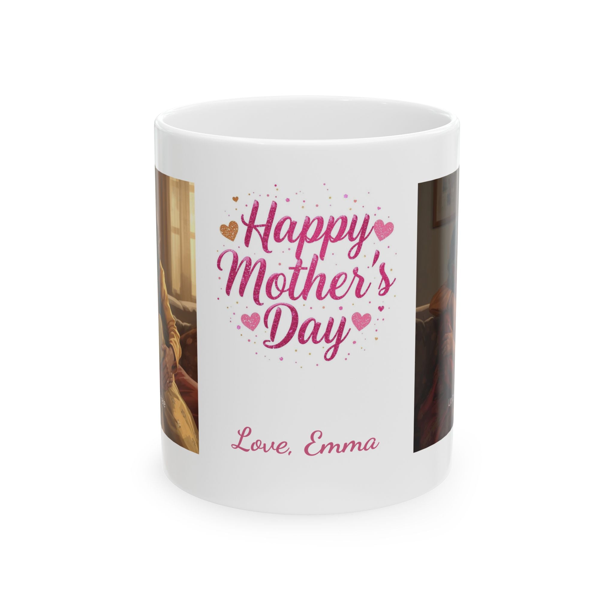 Mother's Day Photo Mug - "Happy Mother's Day" Personalized Ceramic Coffee Cup (11oz)