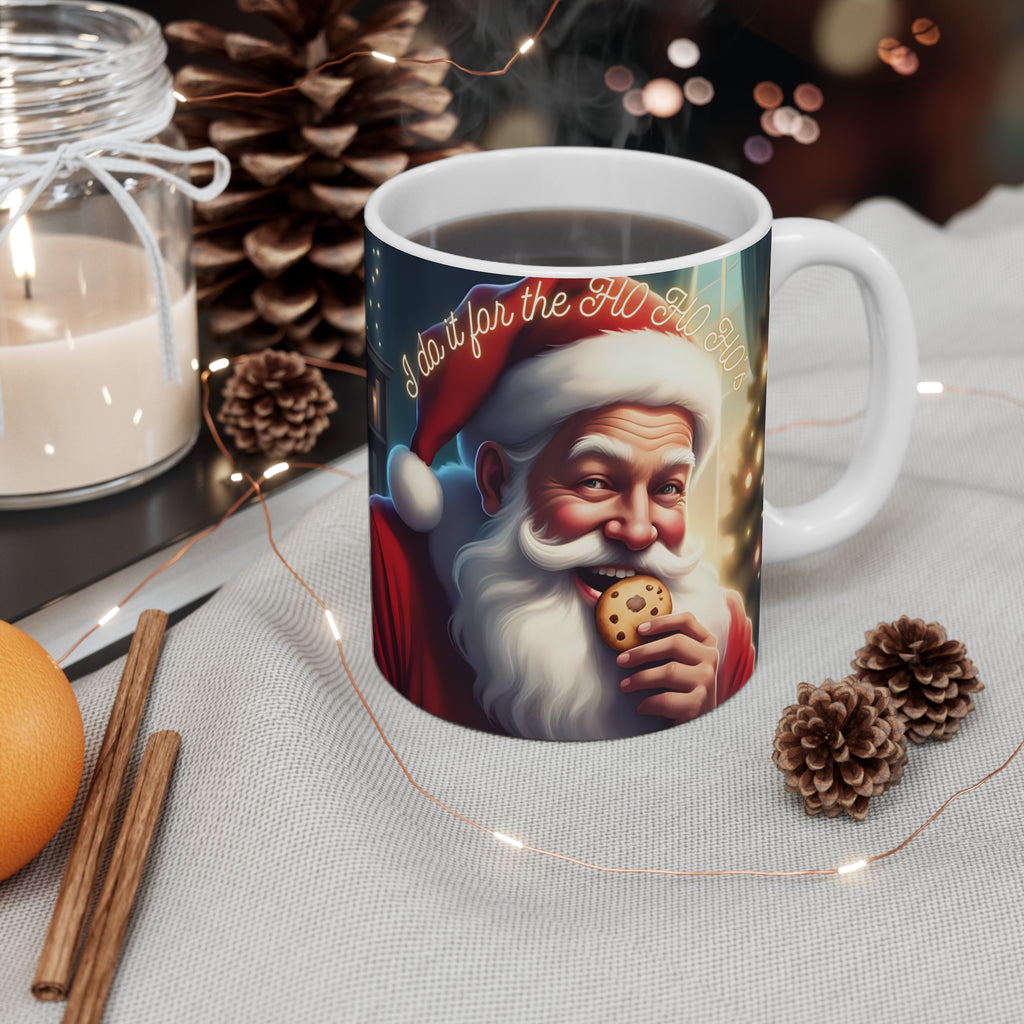 Christmas Santa Cookie Mug — "I Do It For the Ho Ho Ho's" Holiday Coffee Cup