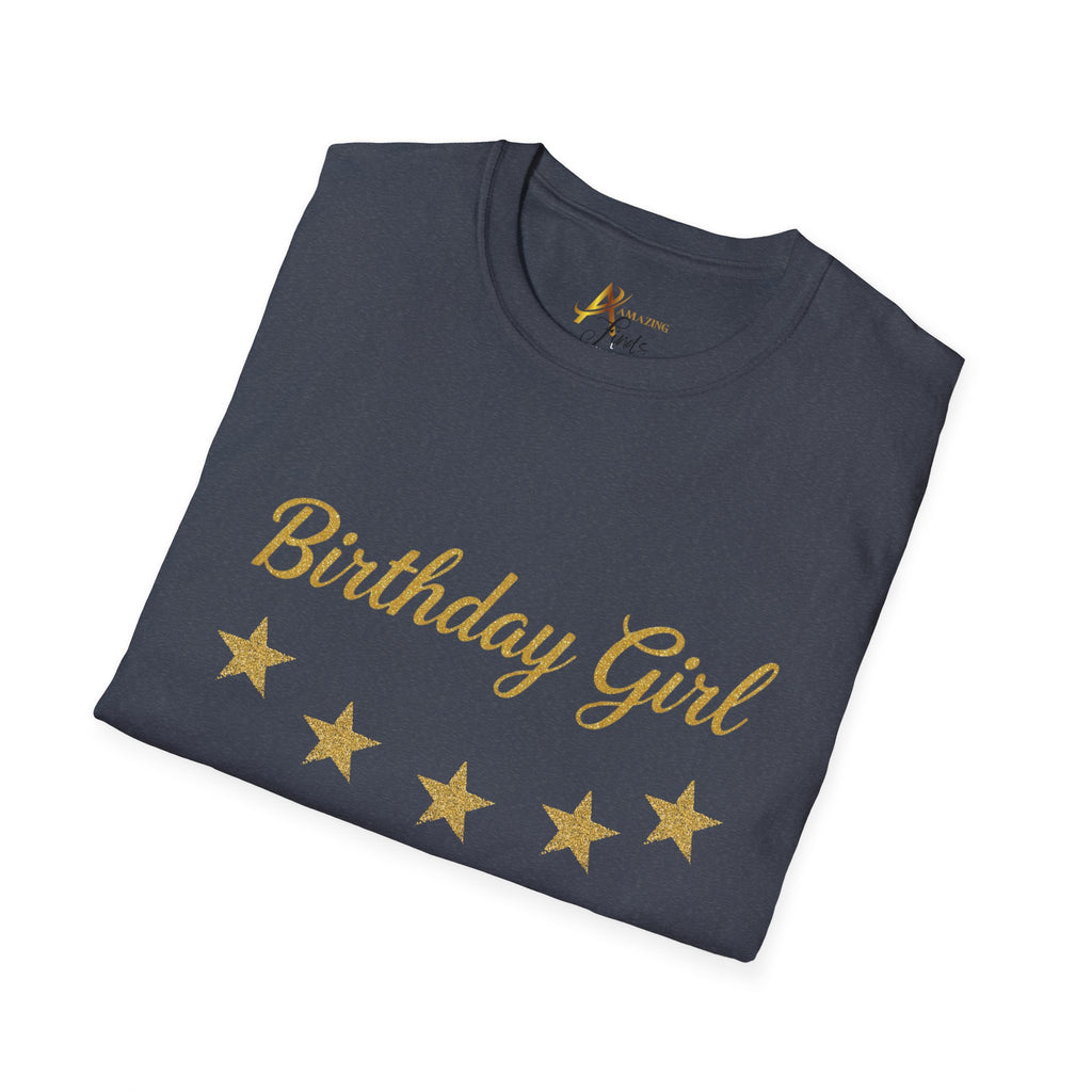 Birthday Girl T‑Shirt — Personalized 'Your Name Here' Gold Stars Tee